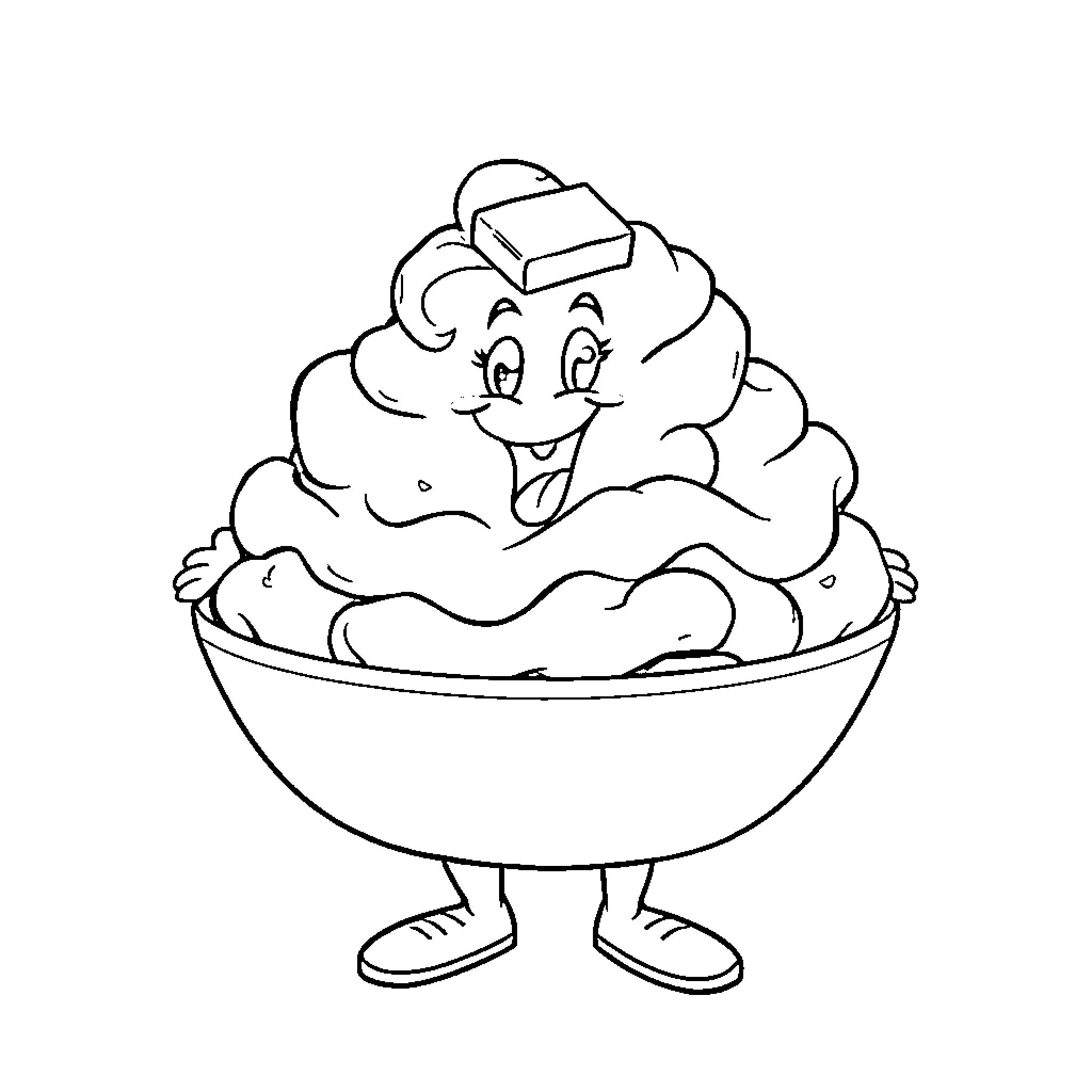 Lizzo as a cheerful dessert character Coloring Page (free black-and-white line drawing printable PDF for all, from beginners to advanced learners, including children, teens, adults, and seniors)