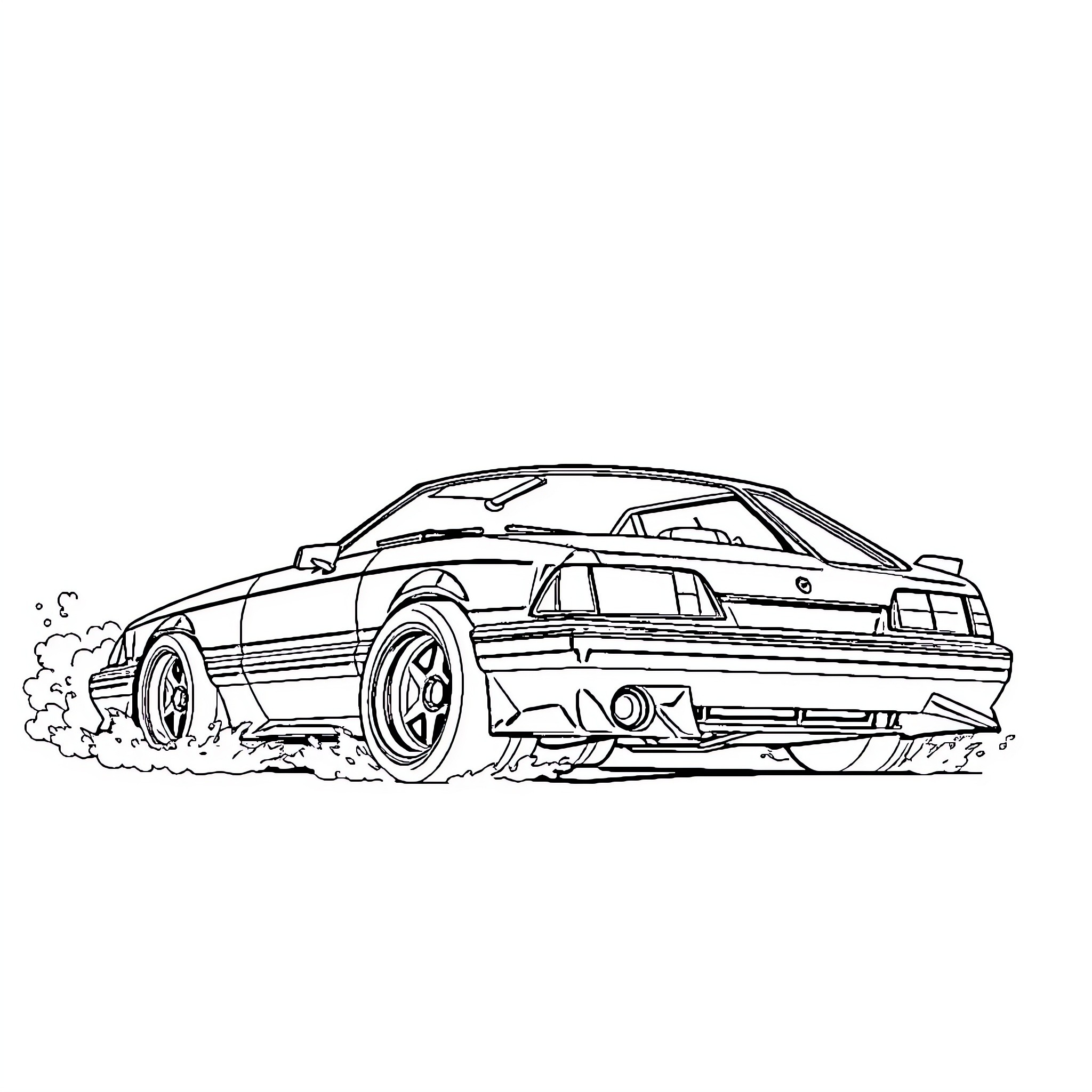 Mustang speeding through the dirt Coloring Page (free black-and-white line drawing printable PDF for all, from beginners to advanced learners, including children, teens, adults, and seniors)