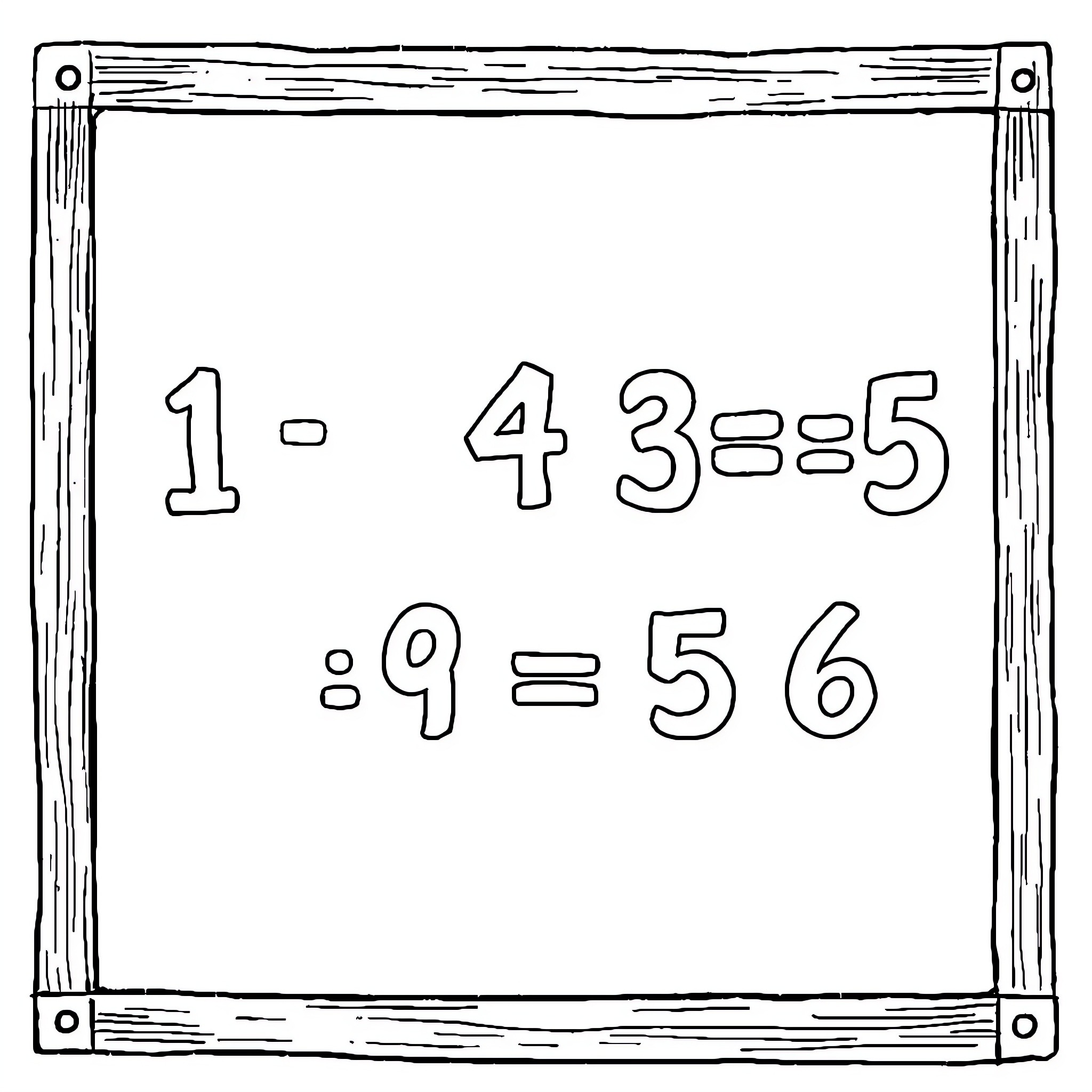 Multiplication Math Equations on Chalkboard Coloring Page (free black-and-white line drawing printable PDF for all, from beginners to advanced learners, including children, teens, adults, and seniors)