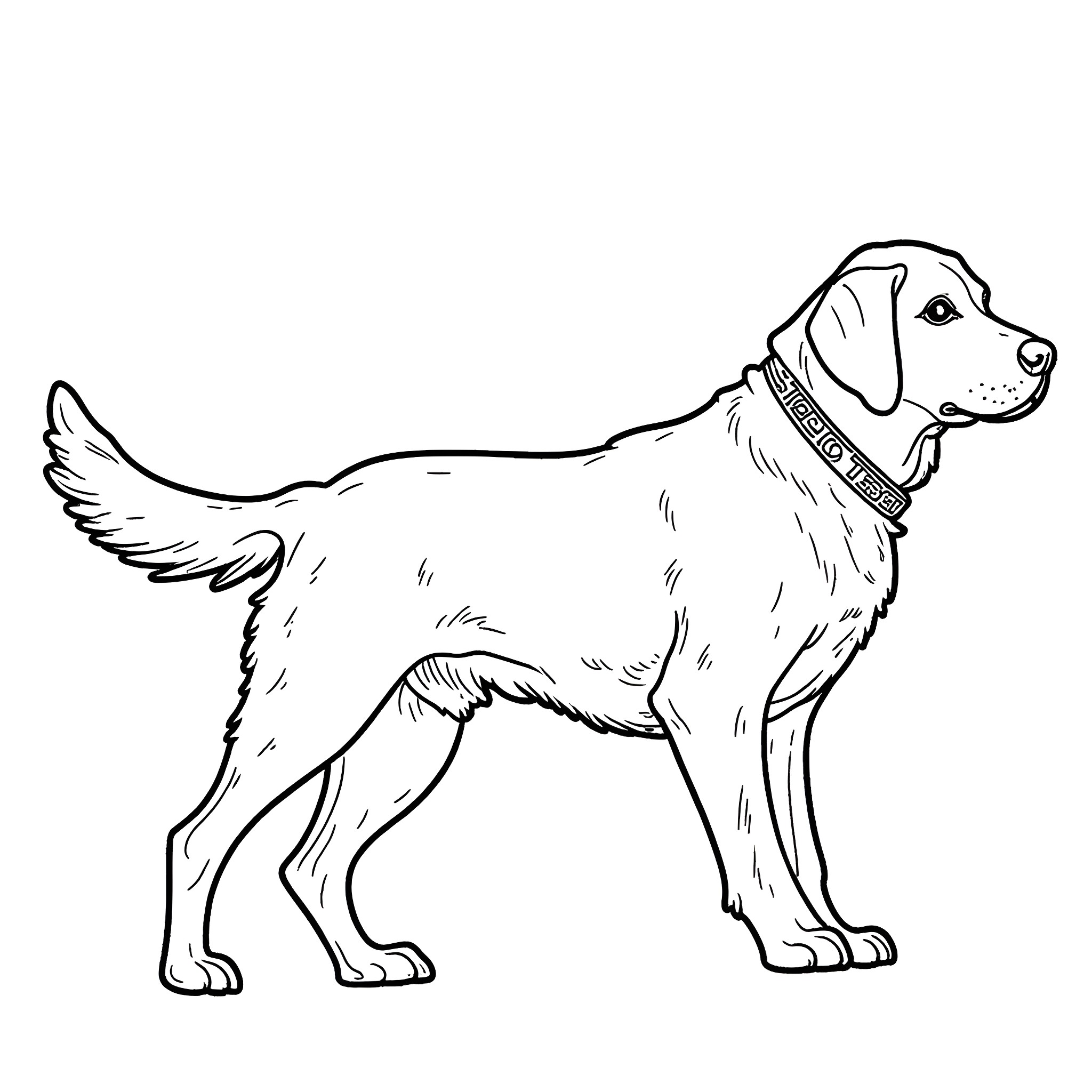 Labrador posing in a sketch-like drawing Coloring Page (free black-and-white line drawing printable PDF for all, from beginners to advanced learners, including children, teens, adults, and seniors)