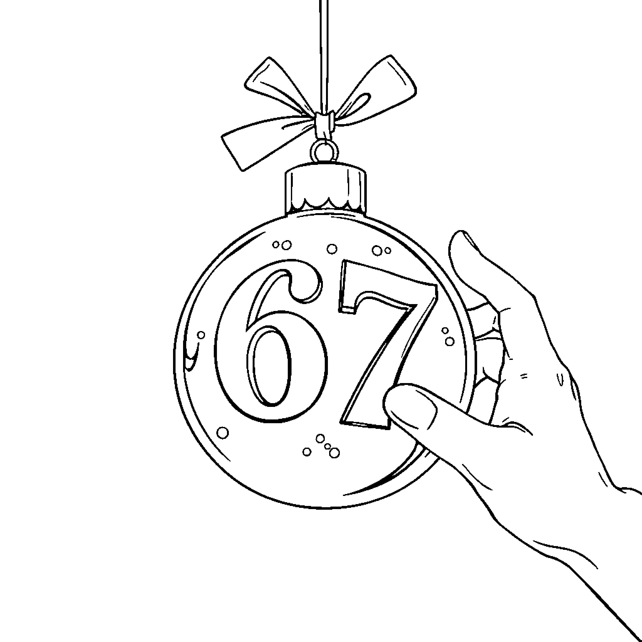 Christmas Ornament with Numerical Design Coloring Page (free black-and-white line drawing printable PDF for all, from beginners to advanced learners, including children, teens, adults, and seniors)