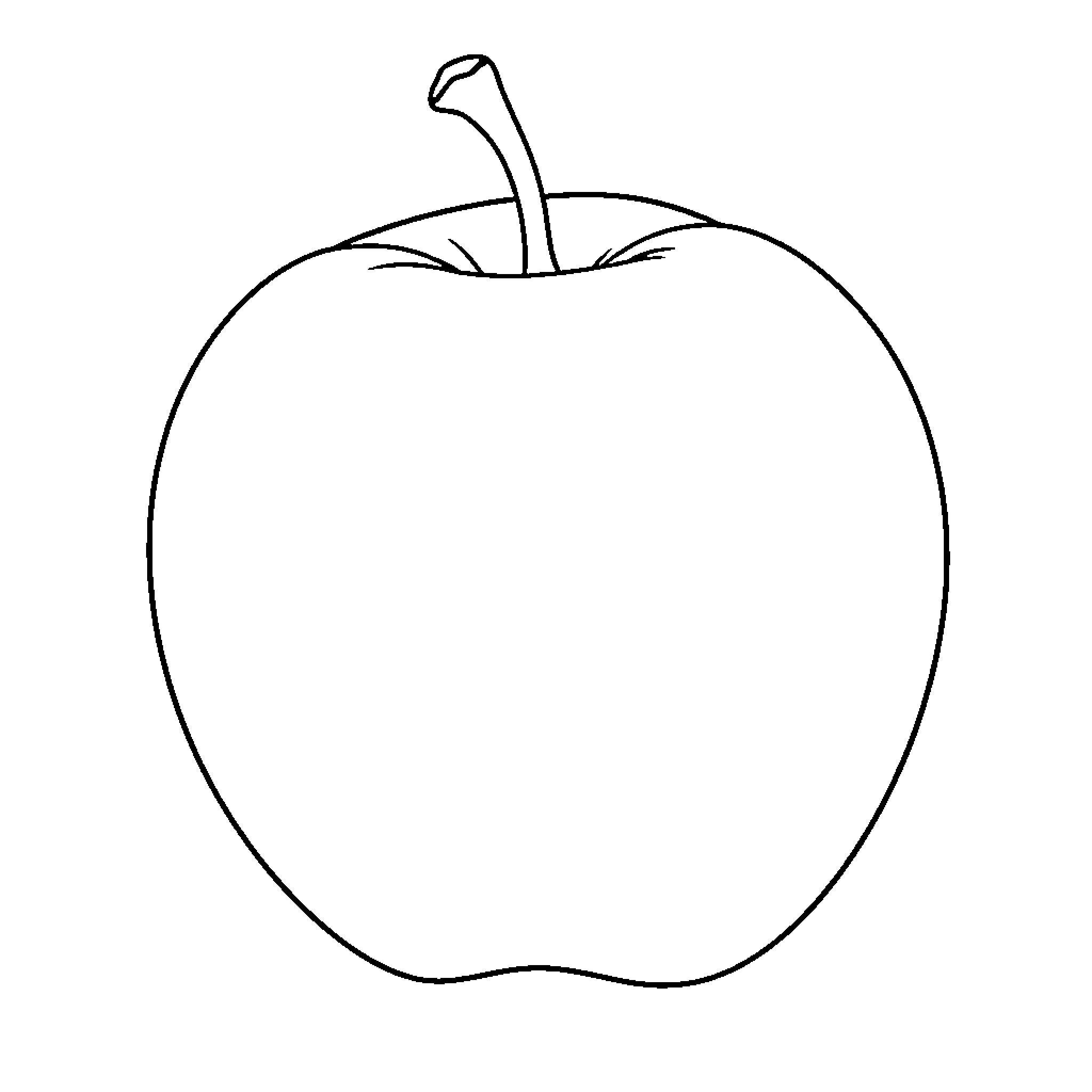 Apple in Outline Coloring Page (free black-and-white line drawing printable PDF for all, from beginners to advanced learners, including children, teens, adults, and seniors)