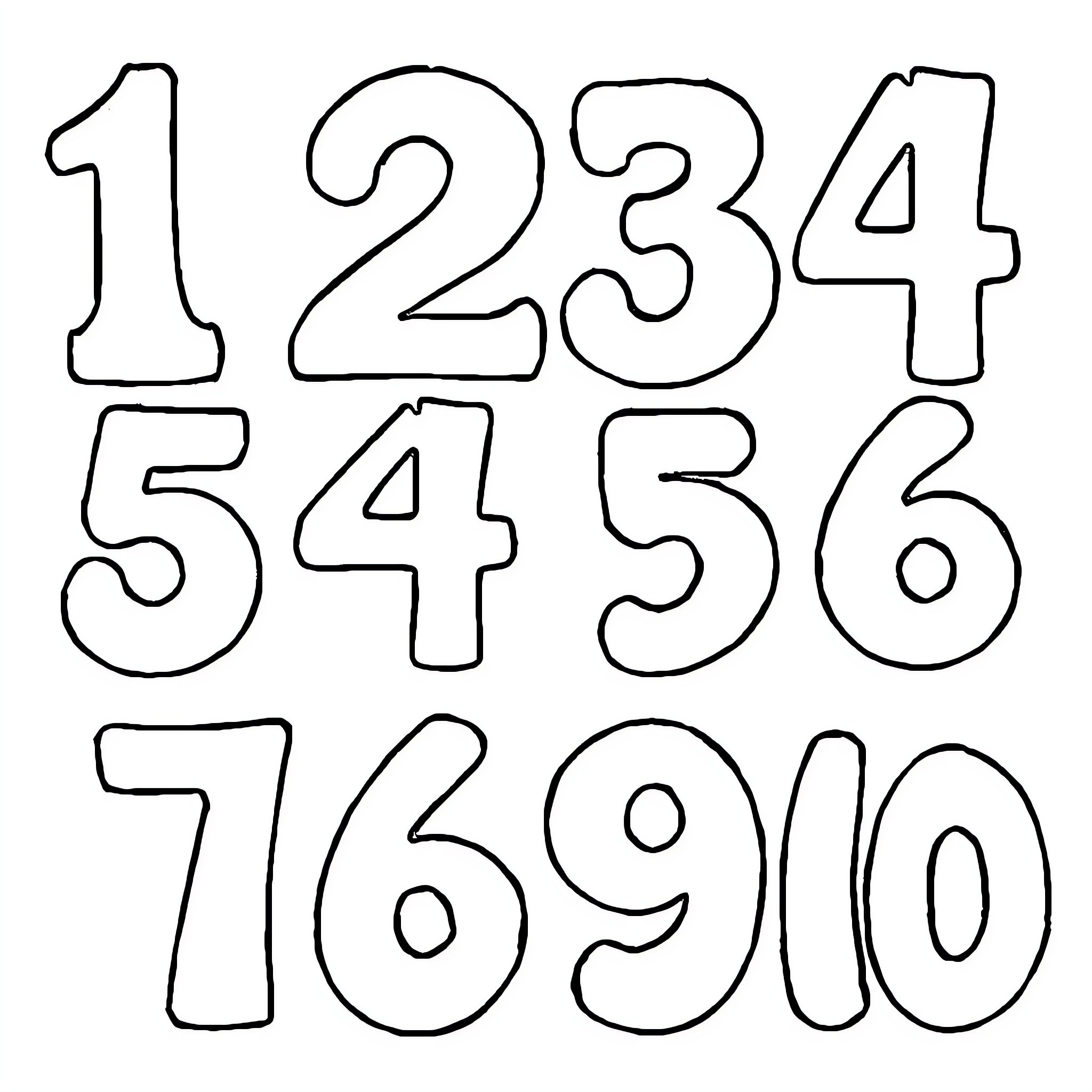 Number Outlines of Various Numeric Symbols Coloring Page (free black-and-white line drawing printable PDF for all, from beginners to advanced learners, including children, teens, adults, and seniors)
