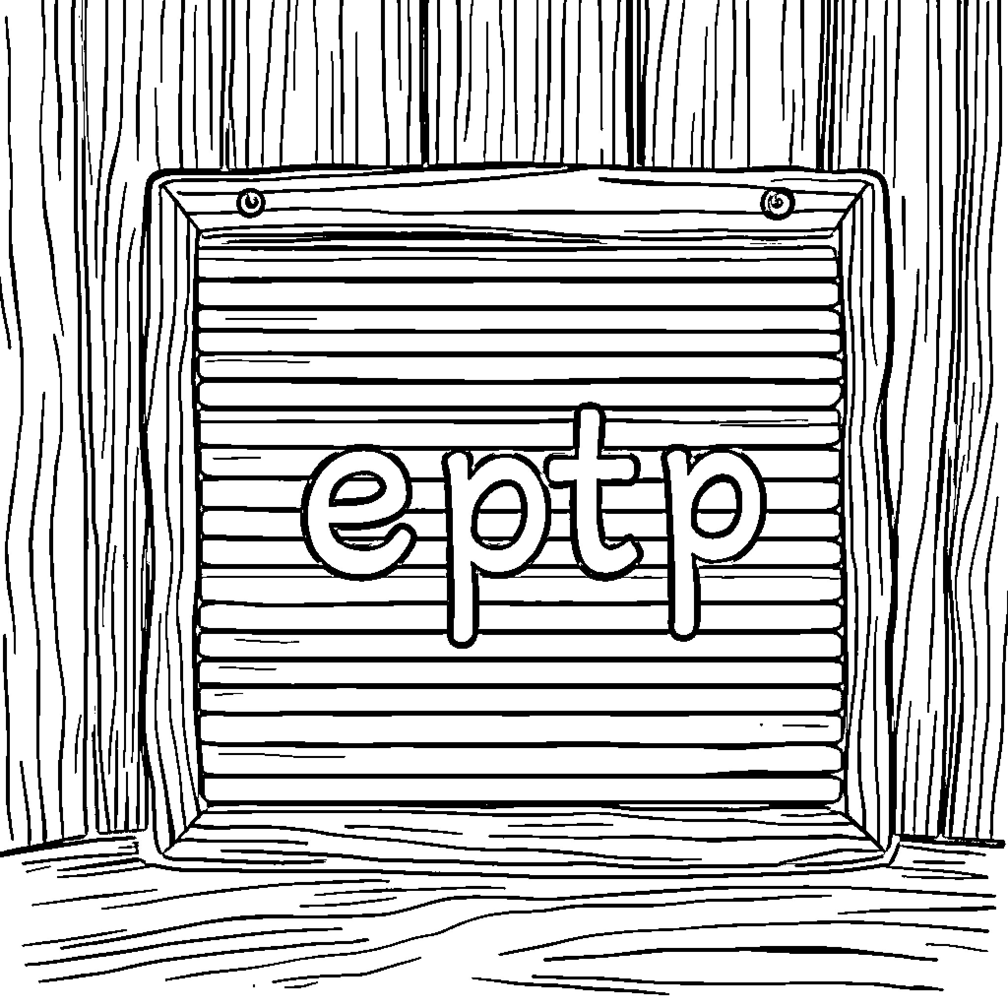 Planche sign on wooden background Coloring Page (free black-and-white line drawing printable PDF for all, from beginners to advanced learners, including children, teens, adults, and seniors)