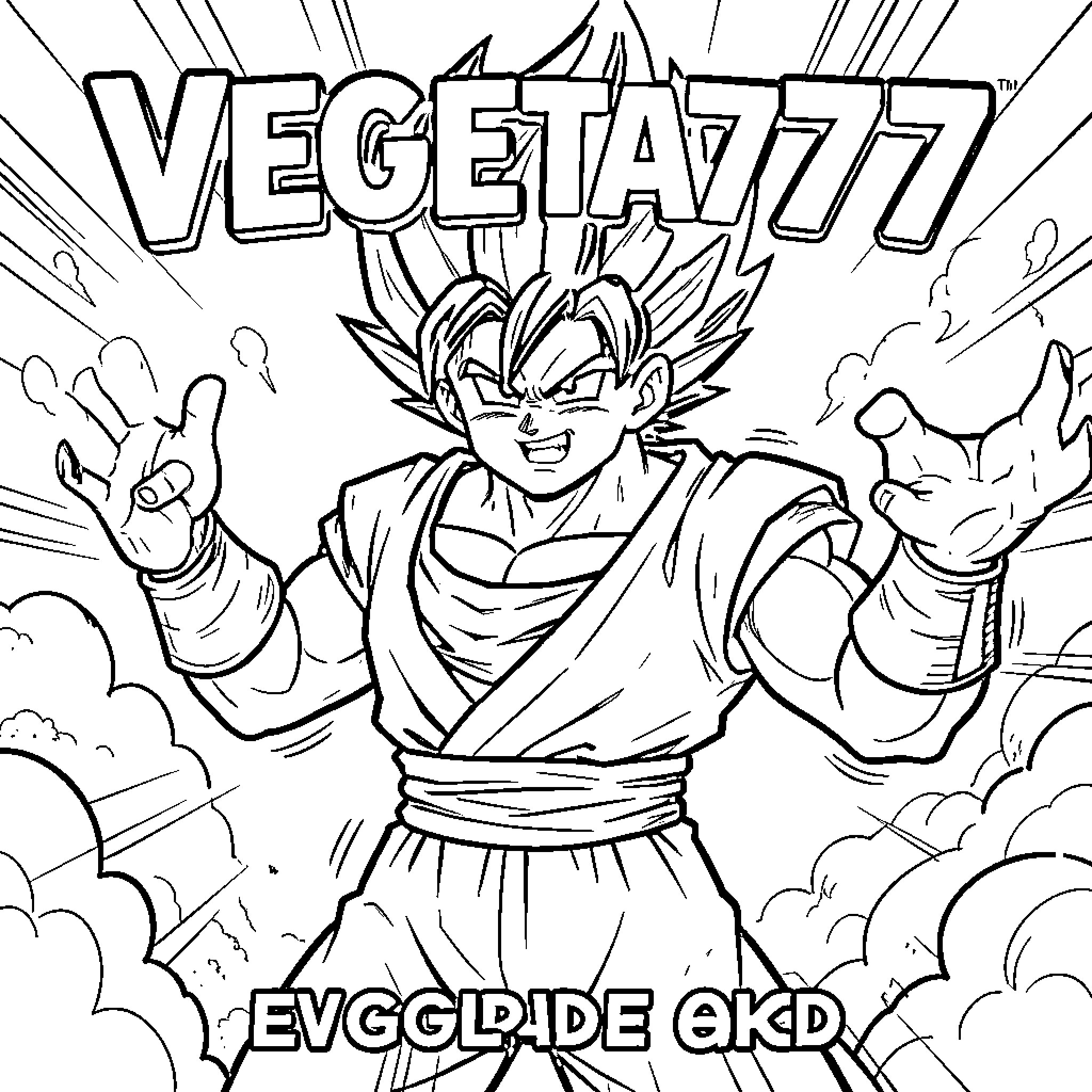 Vegeta Unleashing Powerful Attack Coloring Page (free black-and-white line drawing printable PDF for all, from beginners to advanced learners, including children, teens, adults, and seniors)