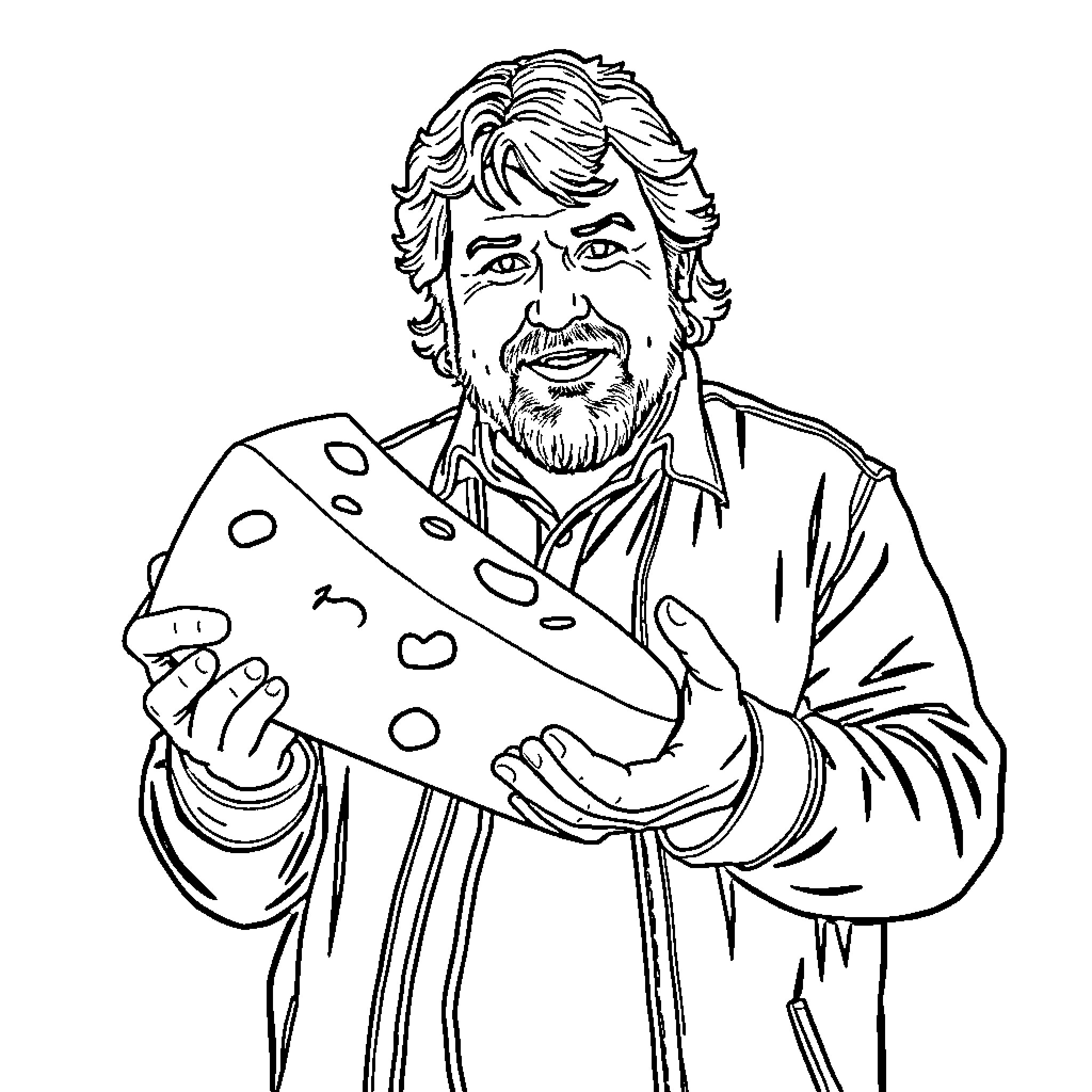 James May painting with a palette in studio Coloring Page (free black-and-white line drawing printable PDF for all, from beginners to advanced learners, including children, teens, adults, and seniors)