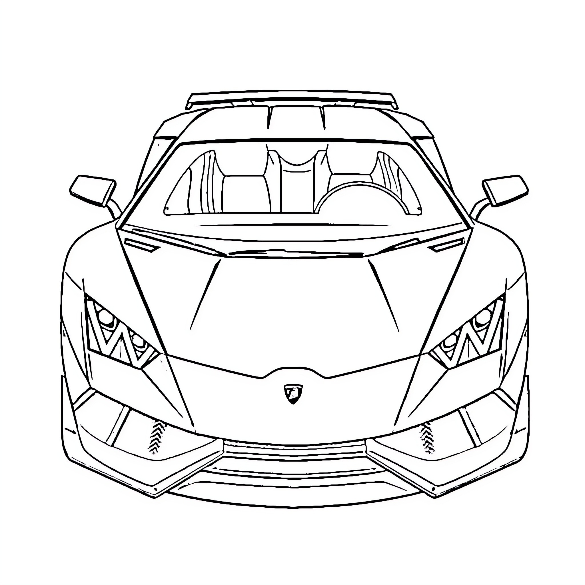 Lamborghini supercar in dynamic design Coloring Page (free black-and-white line drawing printable PDF for all, from beginners to advanced learners, including children, teens, adults, and seniors)