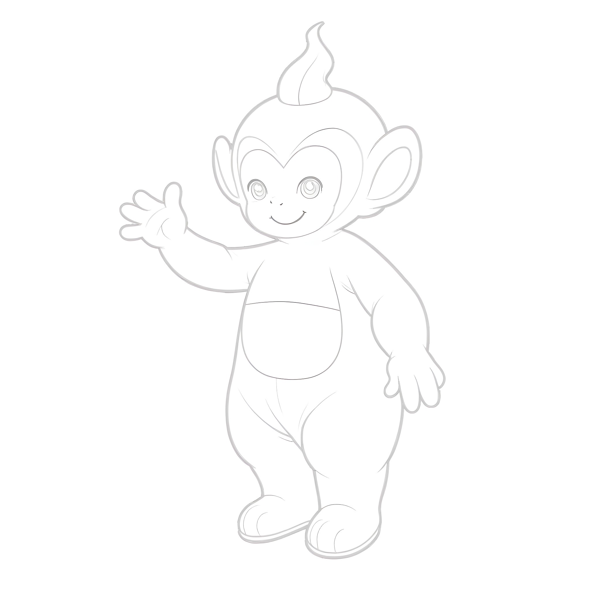 Slagma cheerful cartoon character waving Coloring Page (free black-and-white line drawing printable PDF for all, from beginners to advanced learners, including children, teens, adults, and seniors)