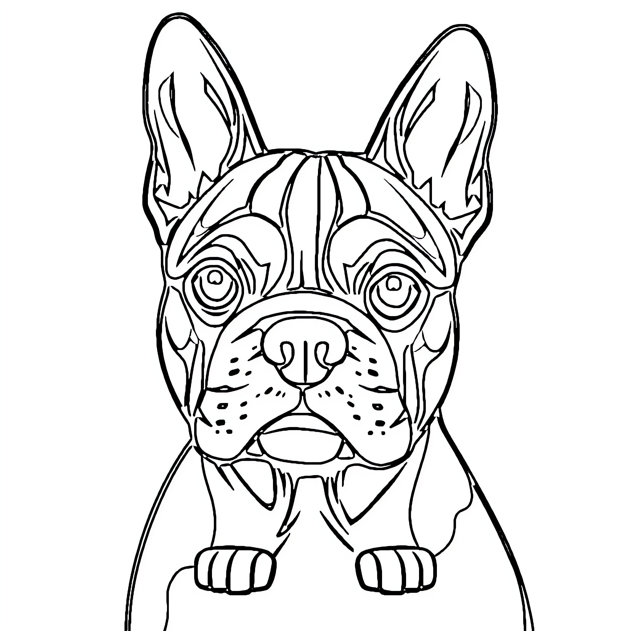 Boston Terrier peeking curiously Coloring Page (free black-and-white line drawing printable PDF for all, from beginners to advanced learners, including children, teens, adults, and seniors)