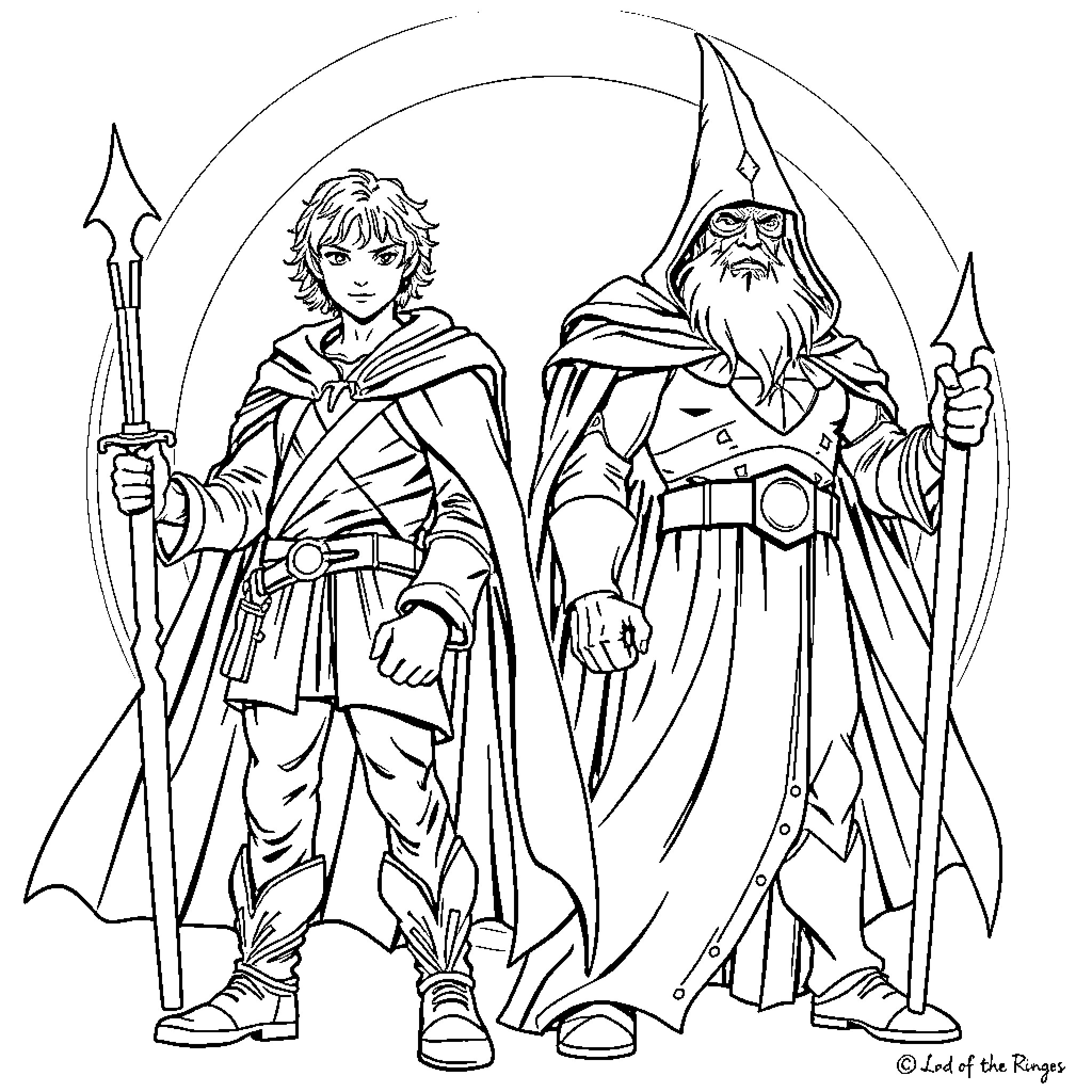 Ring of Heroic Adventurers Coloring Page (free black-and-white line drawing printable PDF for all, from beginners to advanced learners, including children, teens, adults, and seniors)