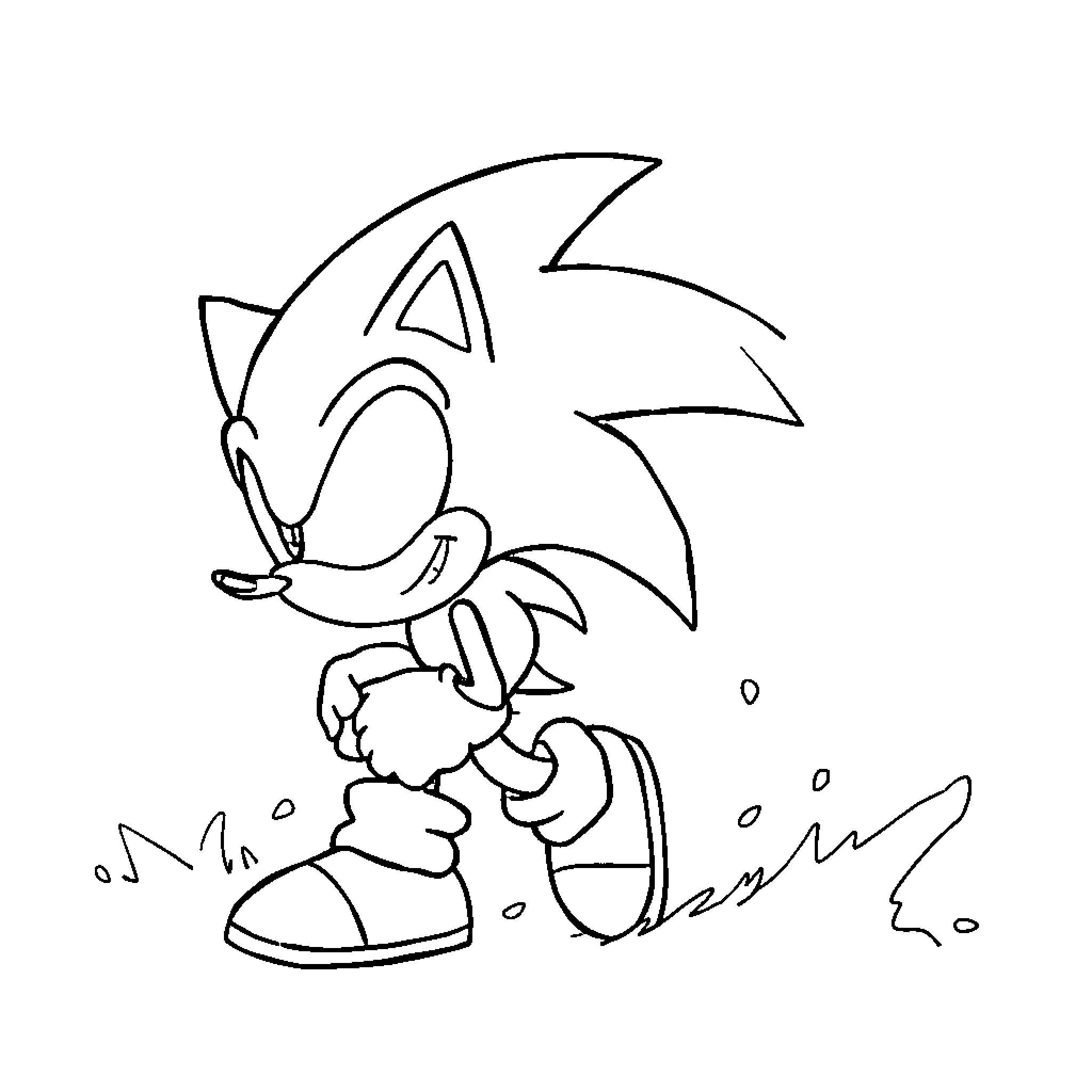 Sonic dashing through the scene Coloring Page (free black-and-white line drawing printable PDF for all, from beginners to advanced learners, including children, teens, adults, and seniors)