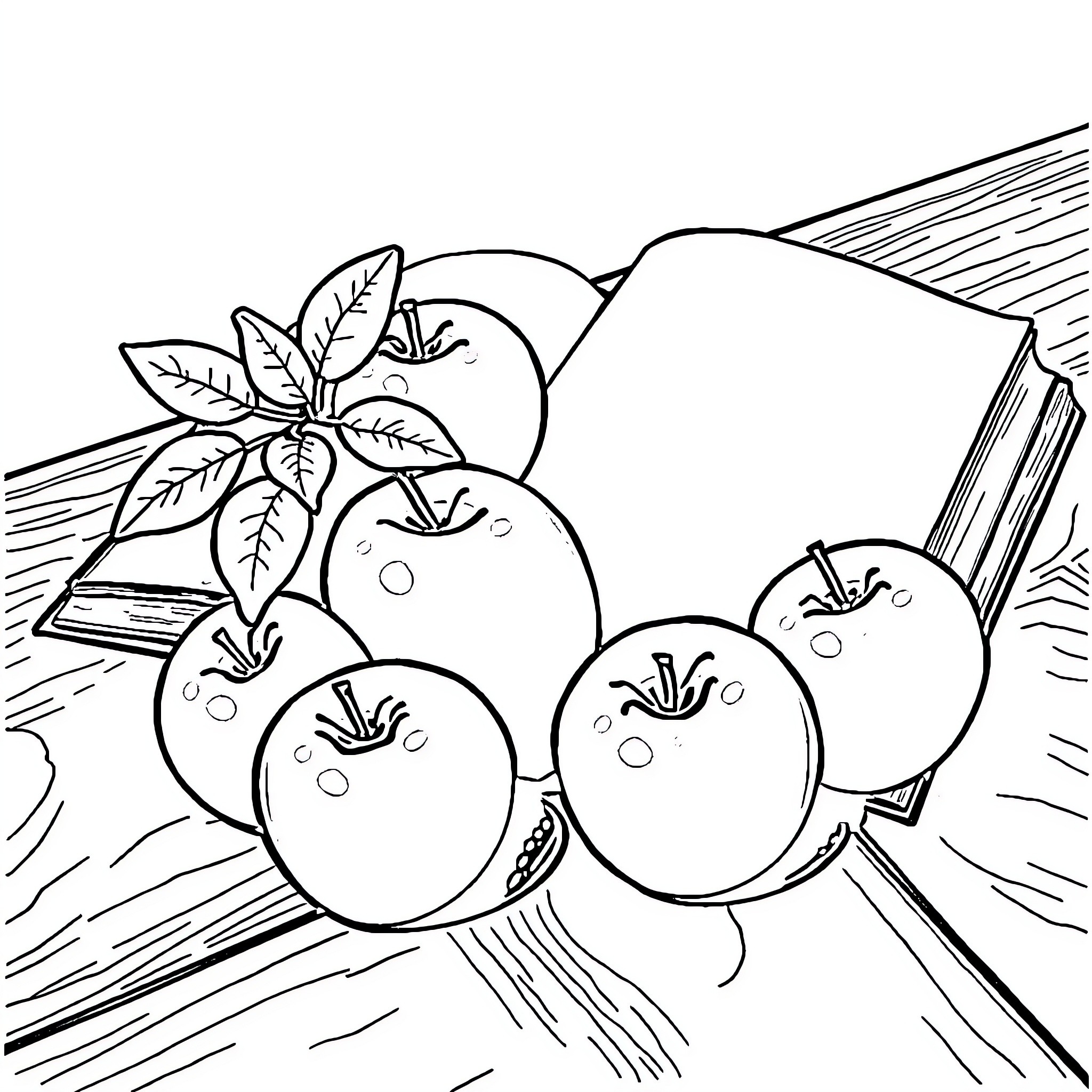 Apple Harvest: A Basket of Delicious Apples Coloring Page (free black-and-white line drawing printable PDF for all, from beginners to advanced learners, including children, teens, adults, and seniors)