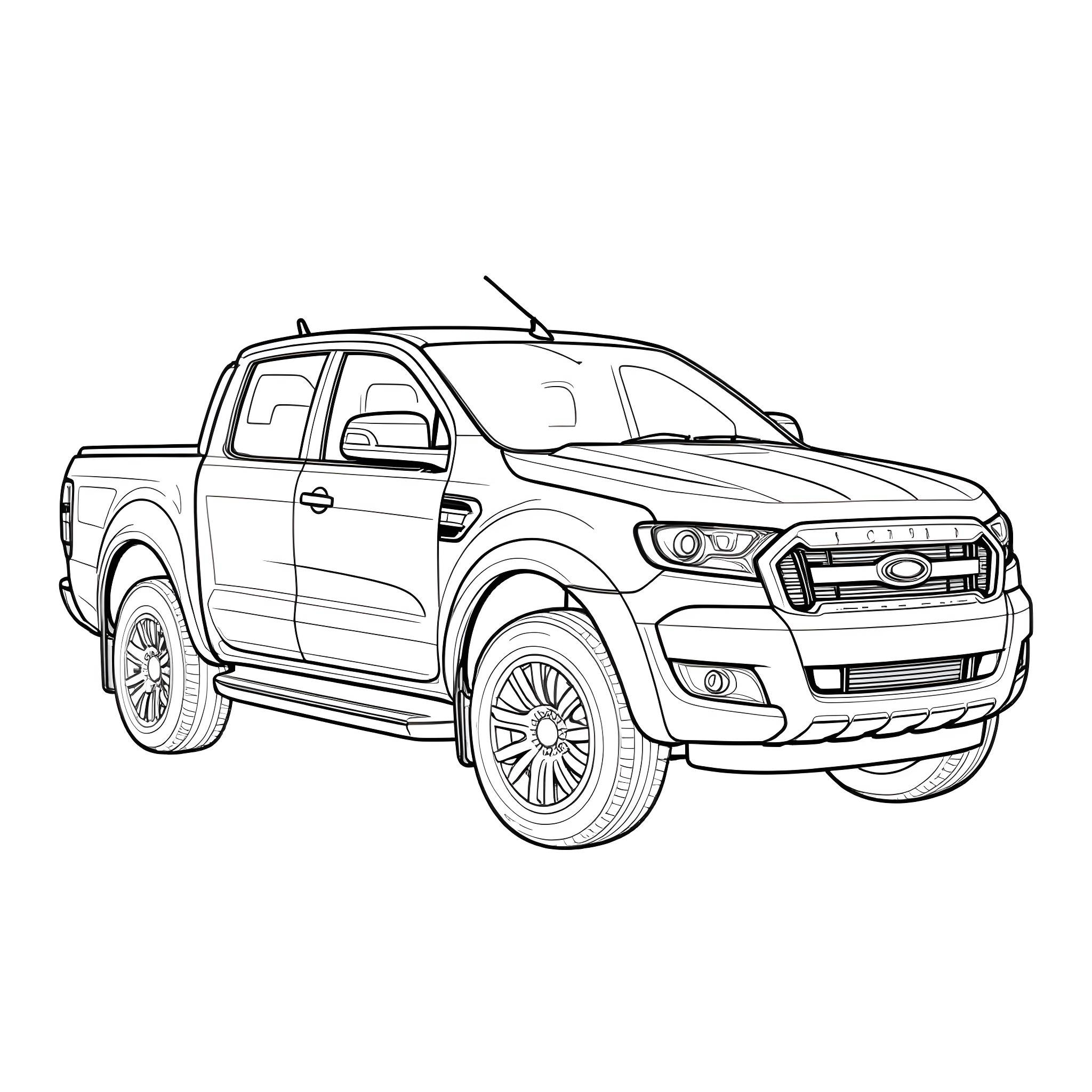 Commer pickup truck on the move Coloring Page (free black-and-white line drawing printable PDF for all, from beginners to advanced learners, including children, teens, adults, and seniors)