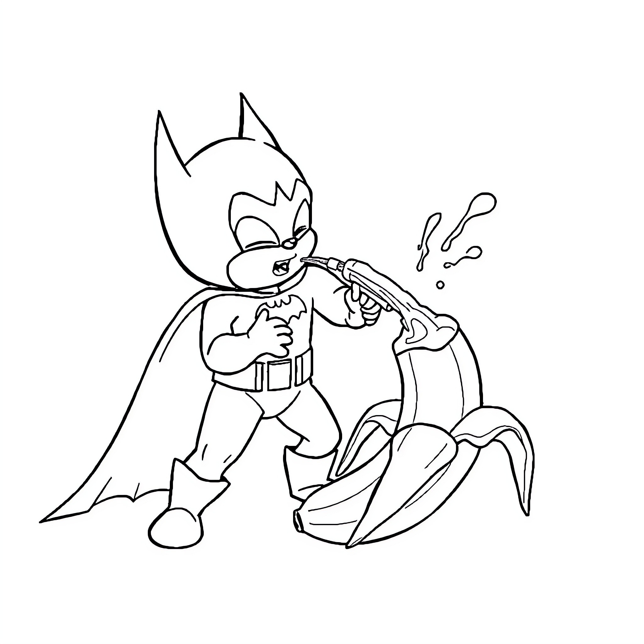 Batman using a grappling hook in action Coloring Page (free black-and-white line drawing printable PDF for all, from beginners to advanced learners, including children, teens, adults, and seniors)