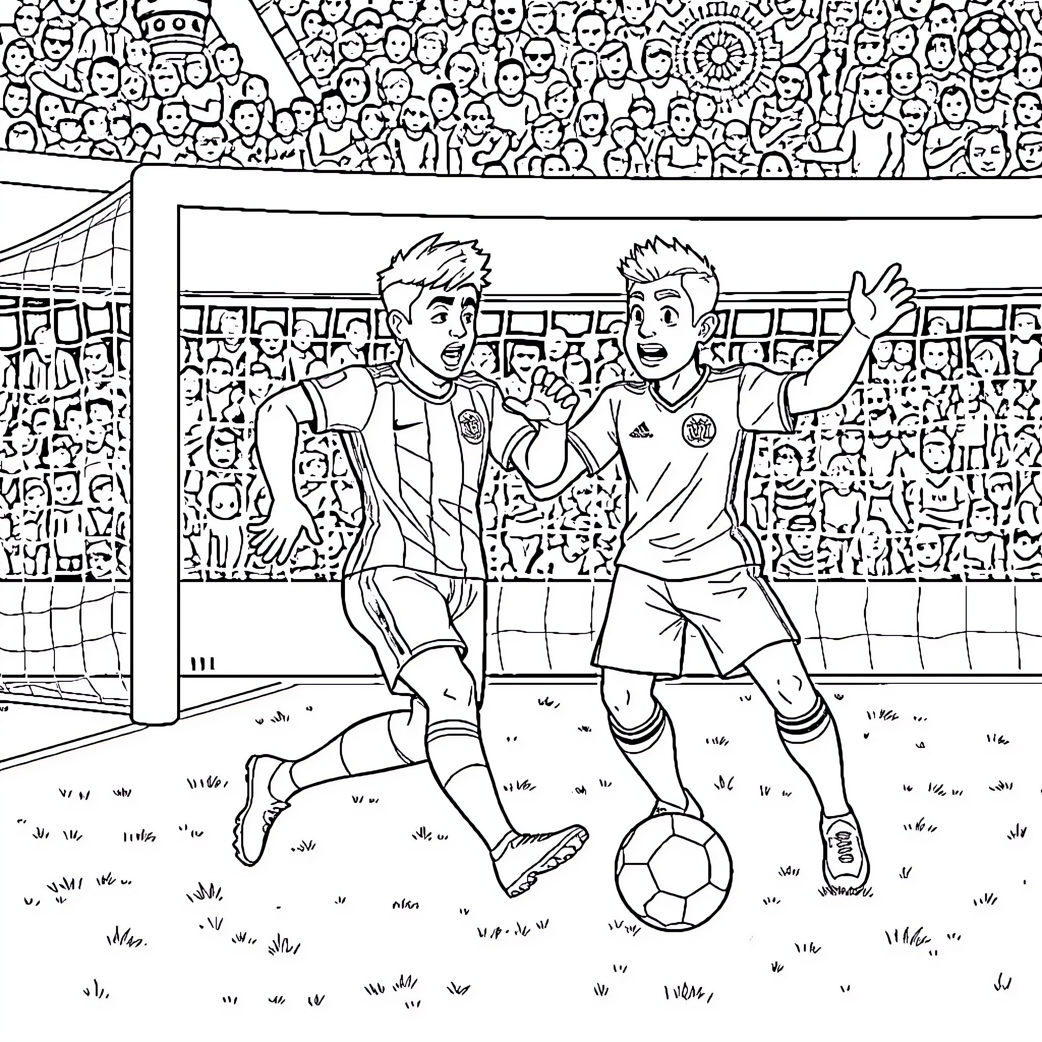Natanael Cano Playing Soccer with Teammates on the Field Coloring Page (free black-and-white line drawing printable PDF for all, from beginners to advanced learners, including children, teens, adults, and seniors)