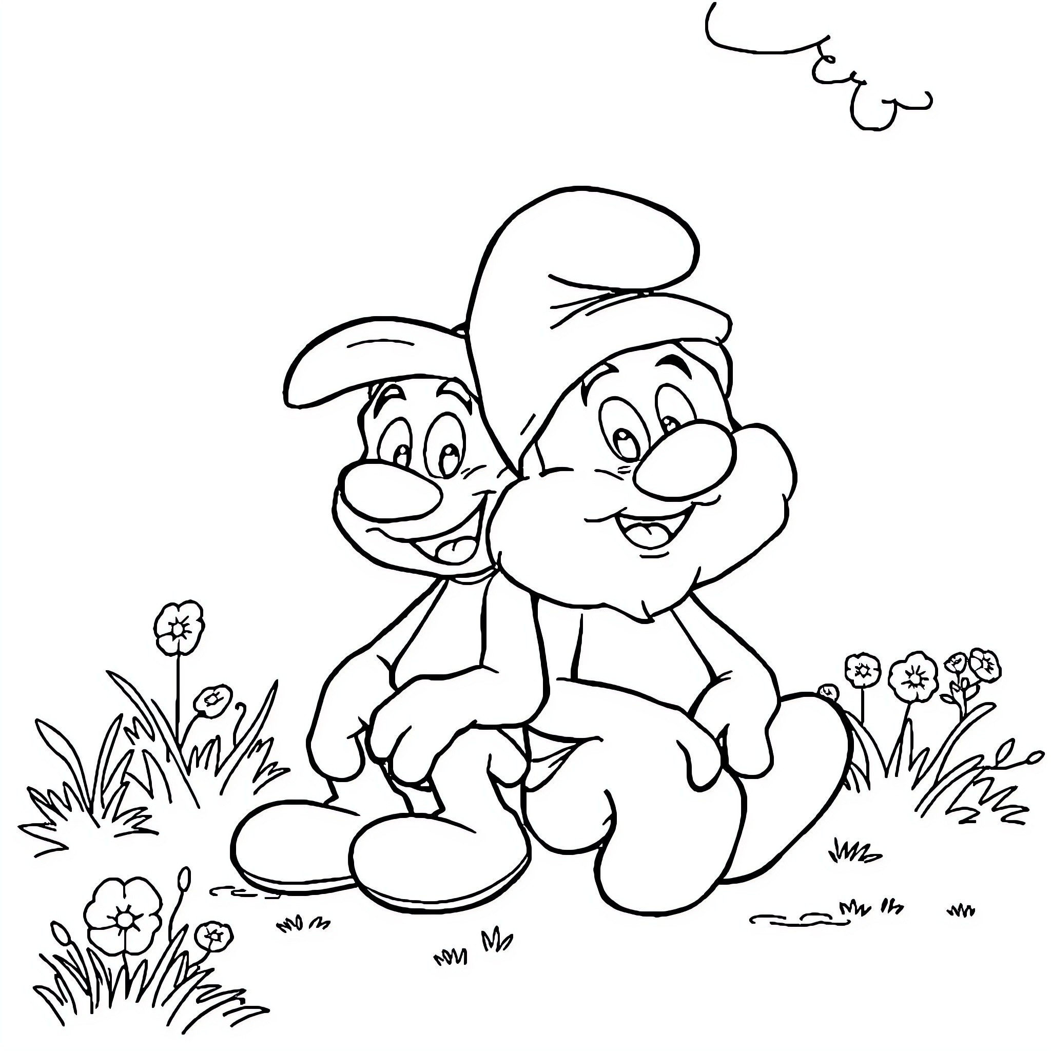 Budi's Playful Adventure in the Garden Coloring Page (free black-and-white line drawing printable PDF for all, from beginners to advanced learners, including children, teens, adults, and seniors)