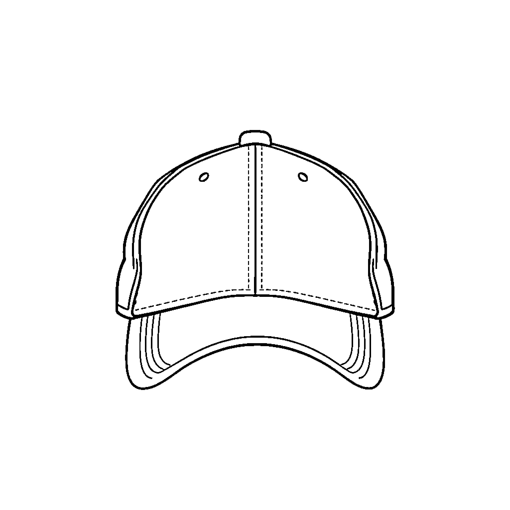 Baseball Cap in Outline Coloring Page (free black-and-white line drawing printable PDF for all, from beginners to advanced learners, including children, teens, adults, and seniors)