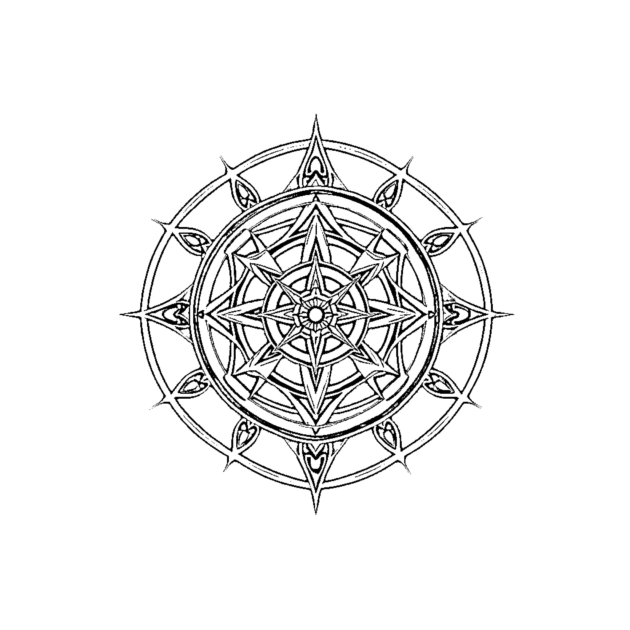 Metatron's Cube with Intricate Geometric Design Coloring Page (free black-and-white line drawing printable PDF for all, from beginners to advanced learners, including children, teens, adults, and seniors)