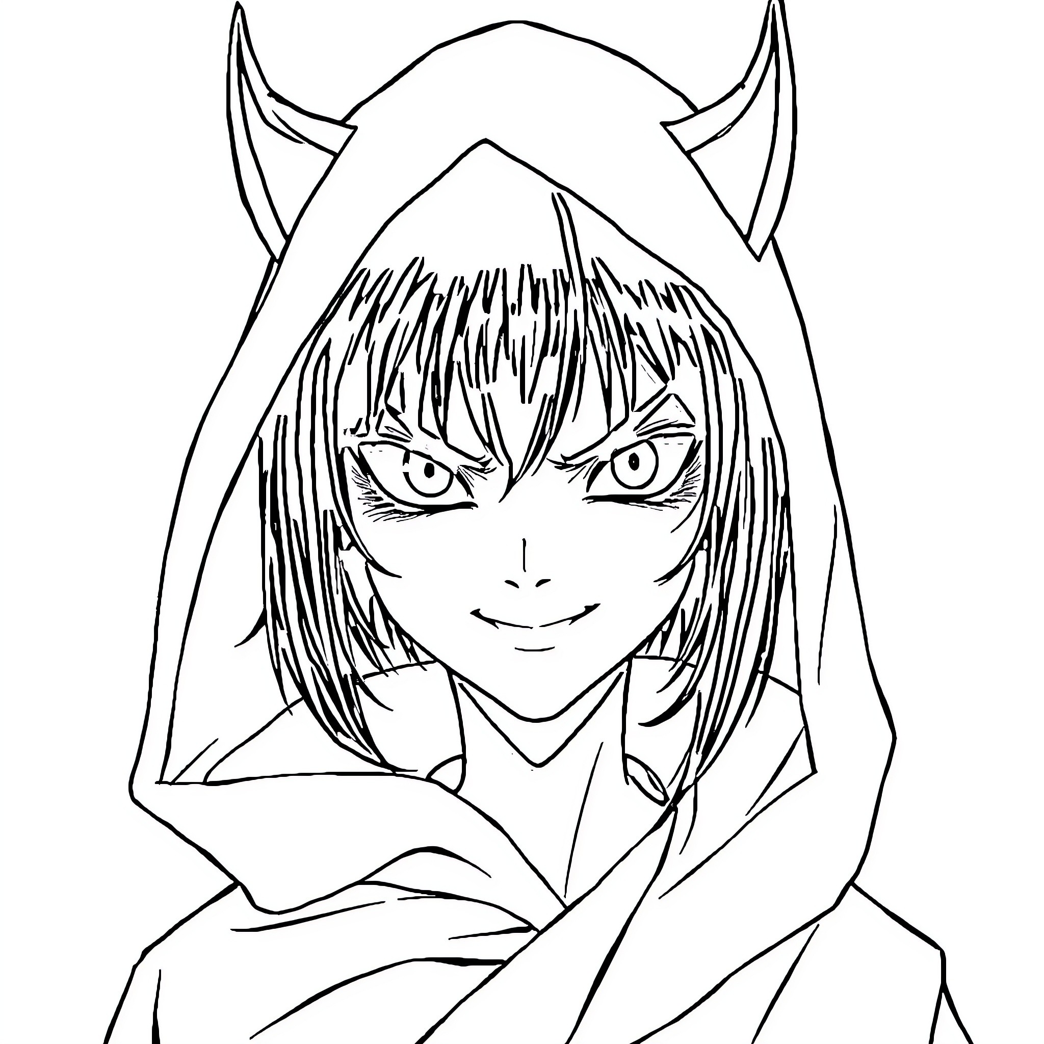 Kurami's Enigmatic Gaze Coloring Page (free black-and-white line drawing printable PDF for all, from beginners to advanced learners, including children, teens, adults, and seniors)