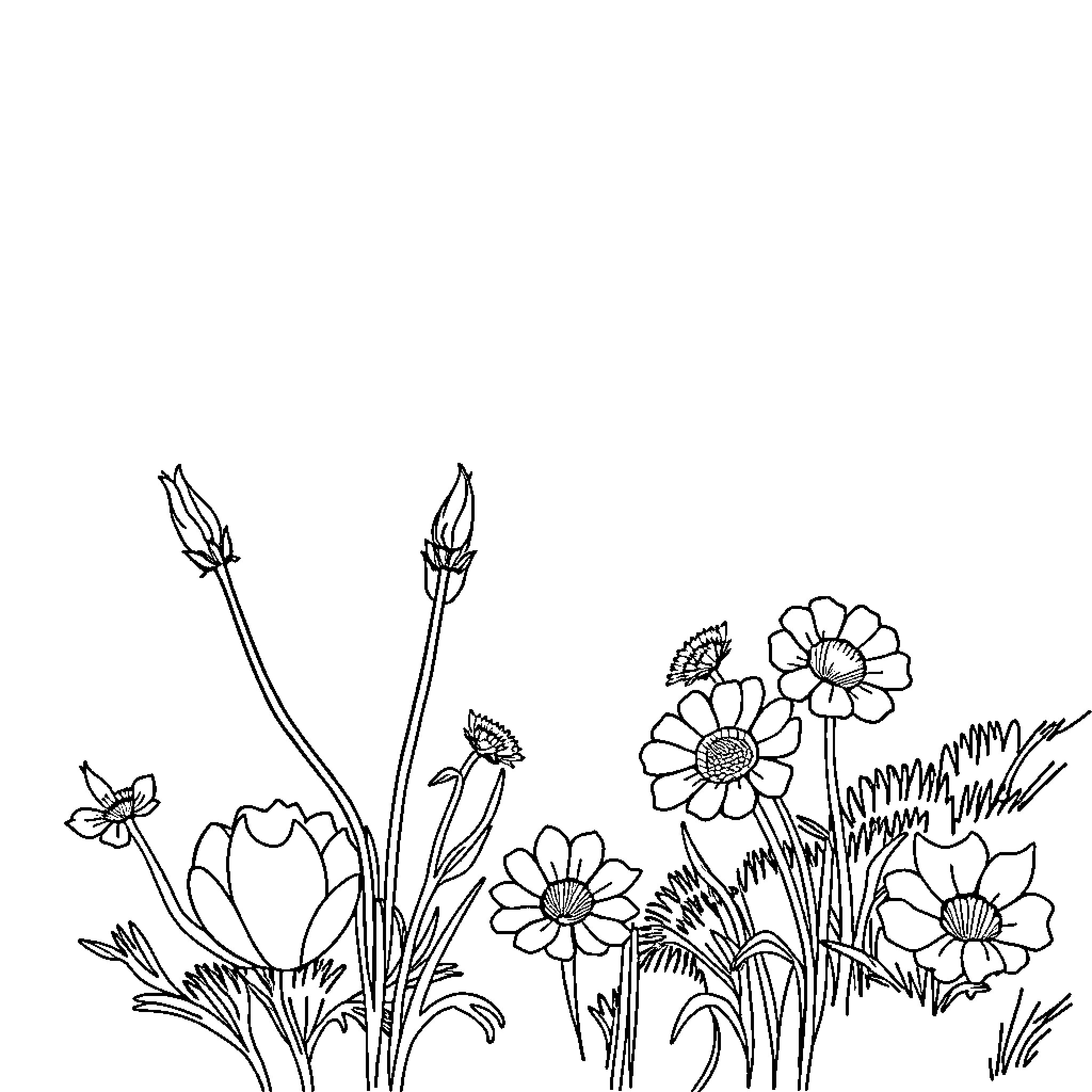 Makkah Clock with Blooming Floral Illustrations Coloring Page (free black-and-white line drawing printable PDF for all, from beginners to advanced learners, including children, teens, adults, and seniors)
