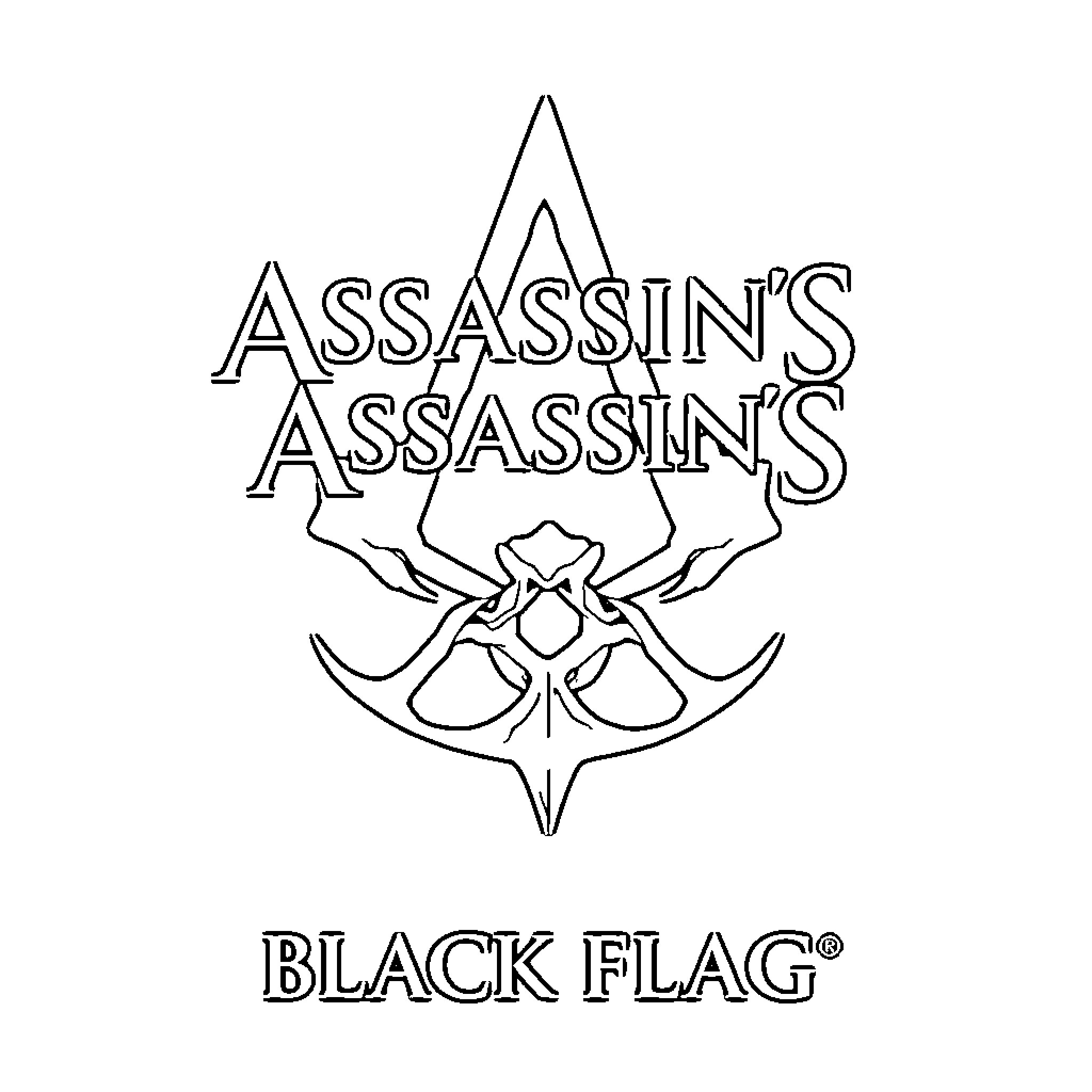 Assassin's Creed: Black Flag logo Coloring Page (free black-and-white line drawing printable PDF for all, from beginners to advanced learners, including children, teens, adults, and seniors)