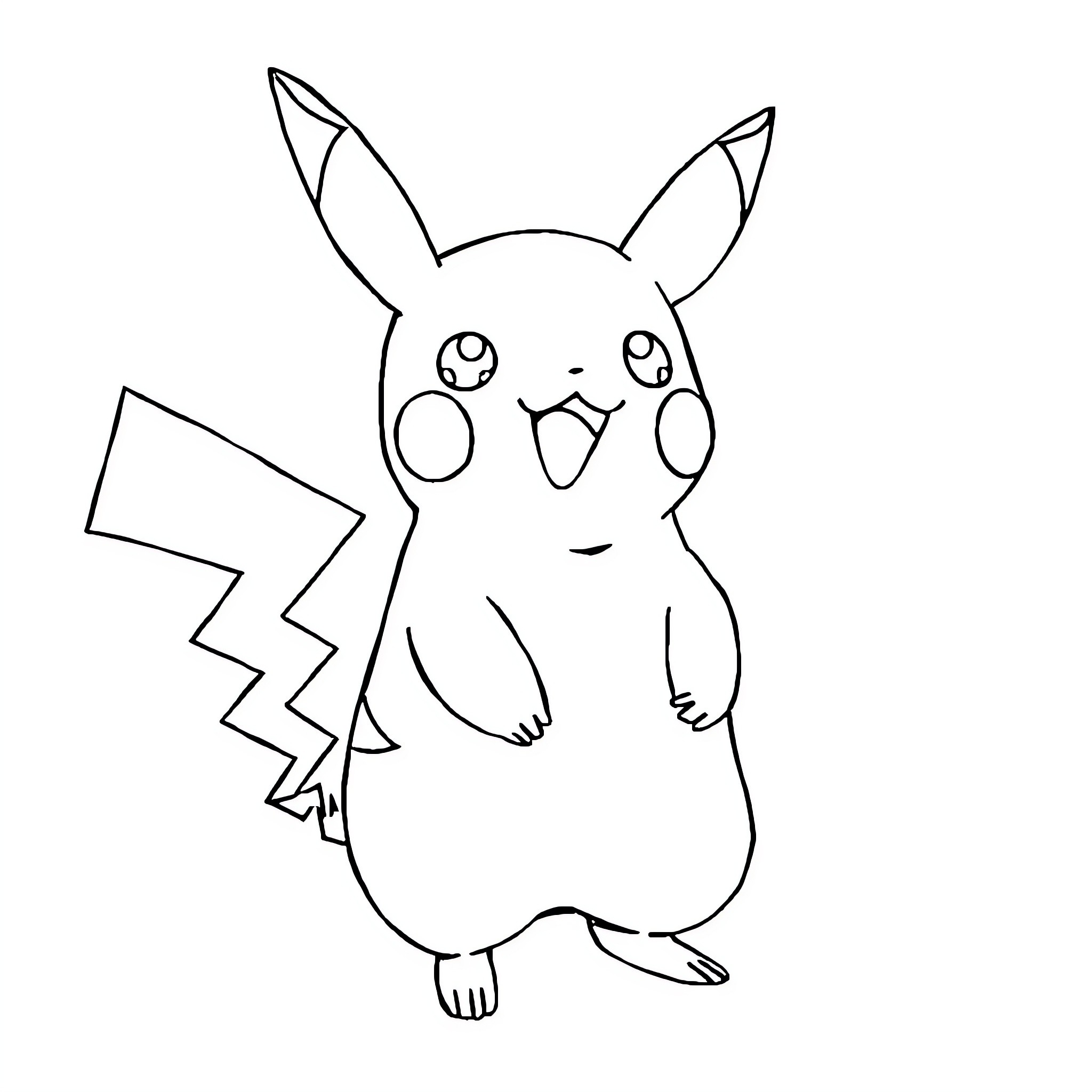 Pikachu expressing curiosity and wonder Coloring Page (free black-and-white line drawing printable PDF for all, from beginners to advanced learners, including children, teens, adults, and seniors)