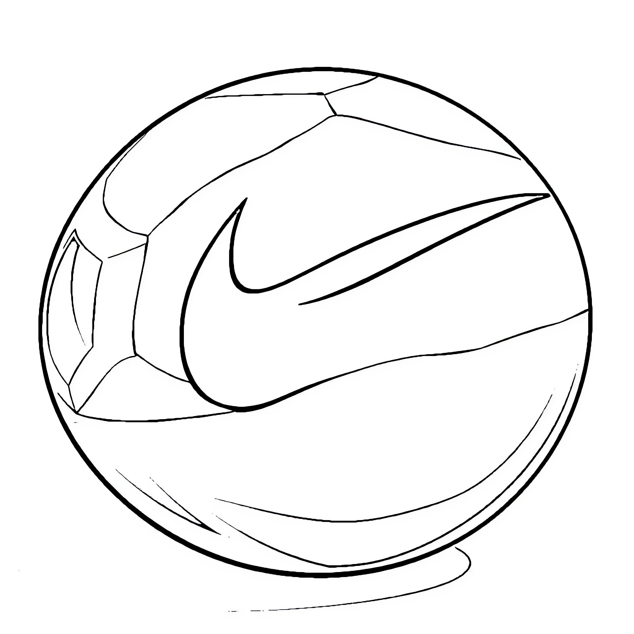 Football with Nike logo and geometric patterns Coloring Page (free black-and-white line drawing printable PDF for all, from beginners to advanced learners, including children, teens, adults, and seniors)