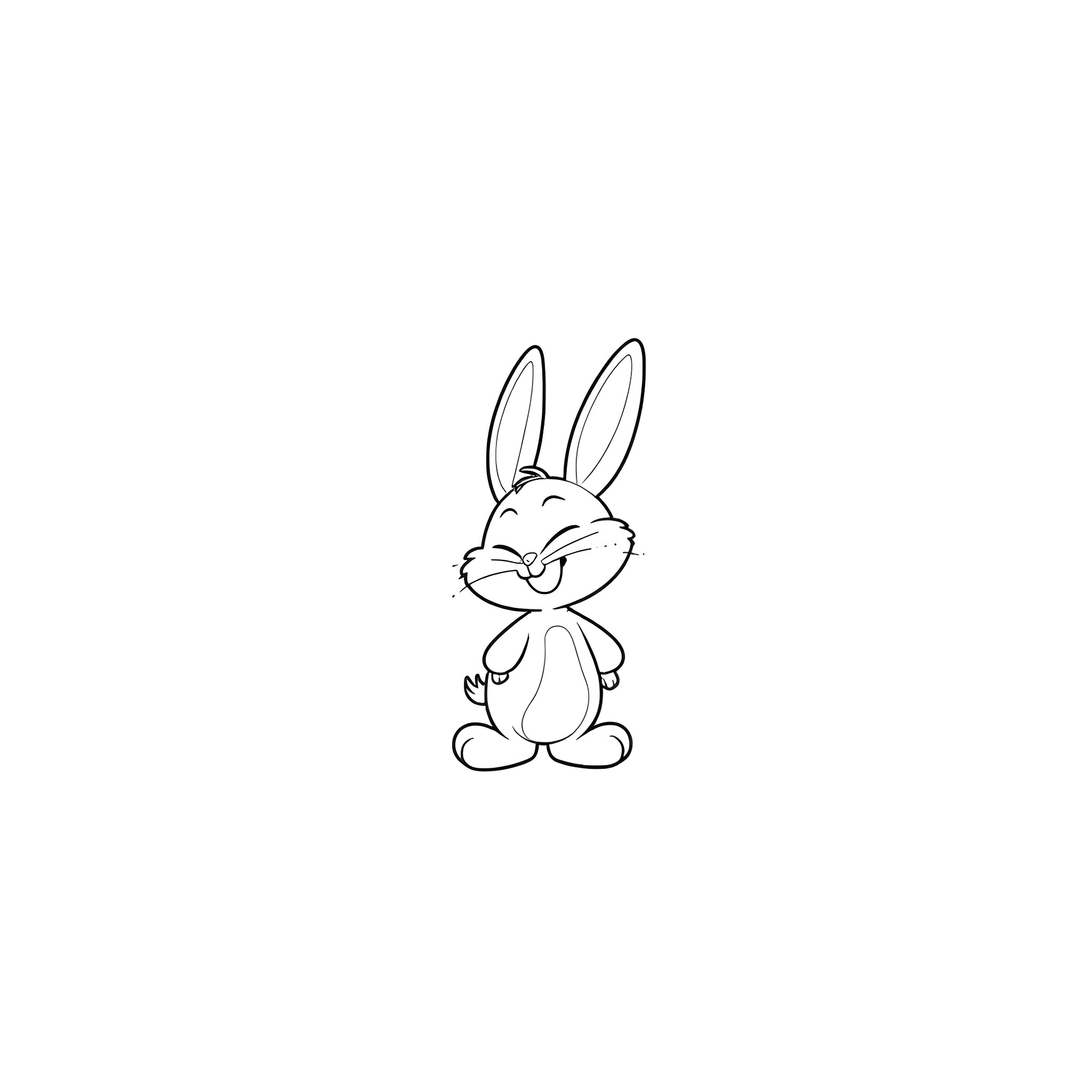 Bugs Bunny standing and smiling Coloring Page (free black-and-white line drawing printable PDF for all, from beginners to advanced learners, including children, teens, adults, and seniors)