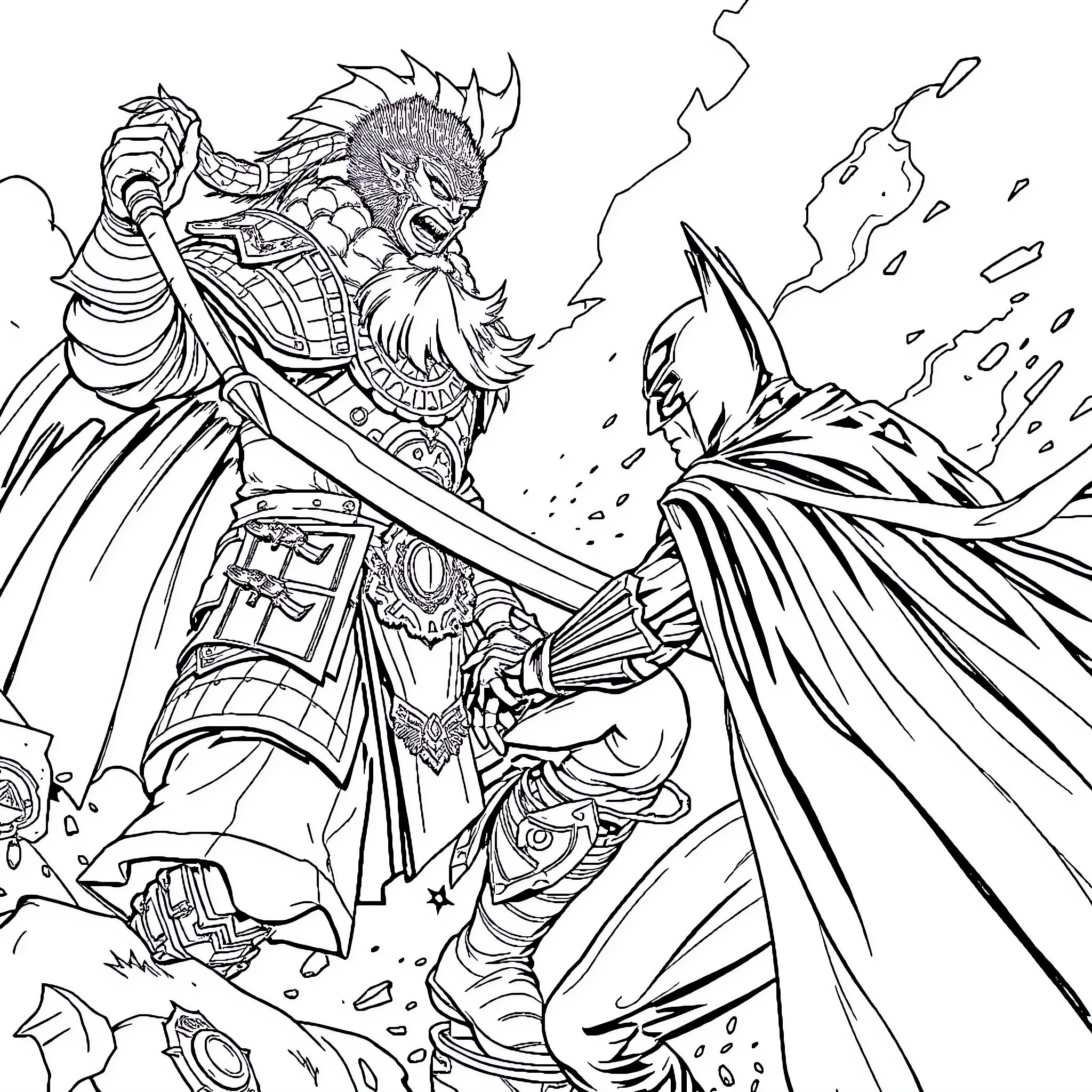 Cengiz Khan's Mighty Warrior in Battle Coloring Page (free black-and-white line drawing printable PDF for all, from beginners to advanced learners, including children, teens, adults, and seniors)