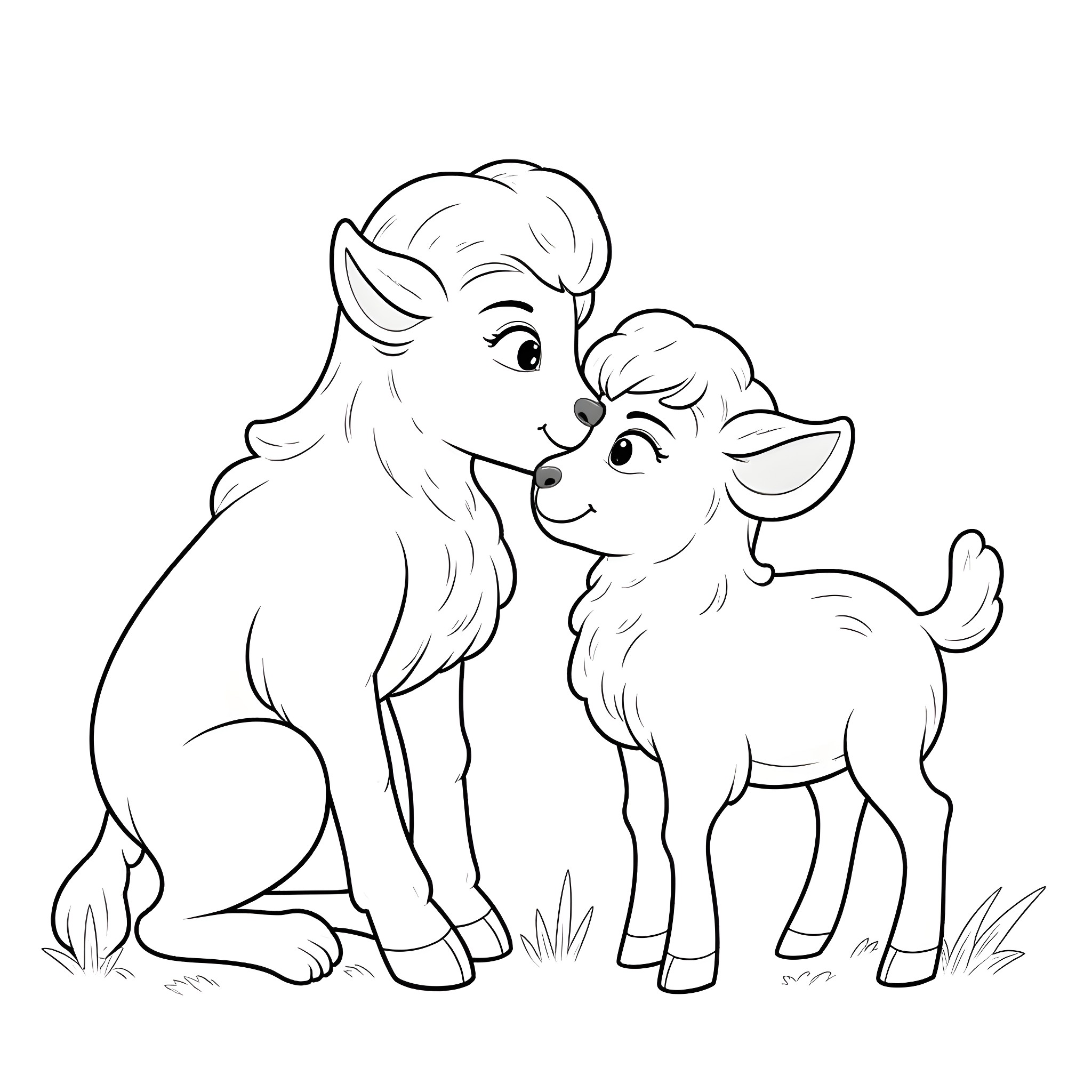 Cult of the Lamb: Adorable Lamb Companions Coloring Page (free black-and-white line drawing printable PDF for all, from beginners to advanced learners, including children, teens, adults, and seniors)