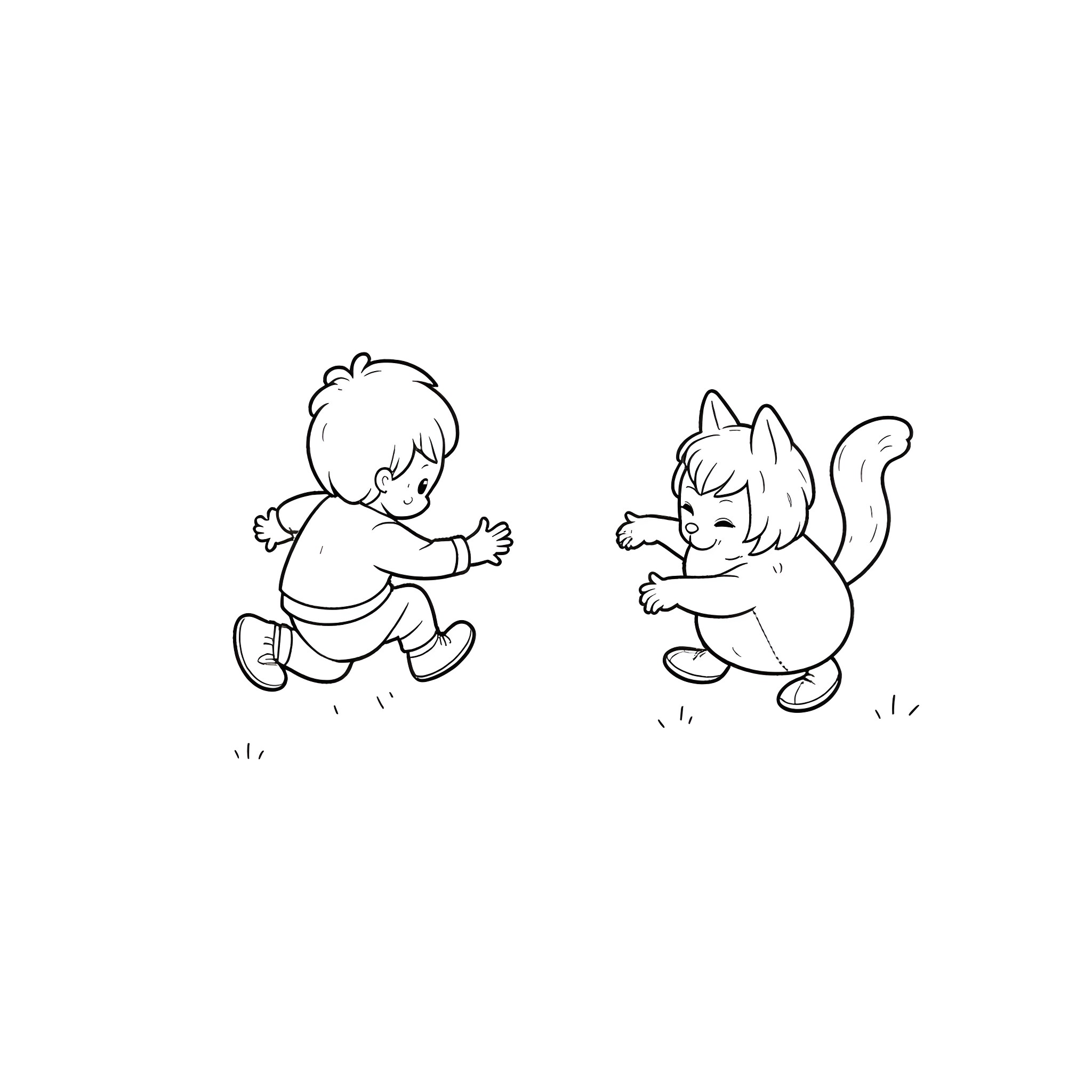 Oatchi's Playful Adventure with Furry Friend Coloring Page (free black-and-white line drawing printable PDF for all, from beginners to advanced learners, including children, teens, adults, and seniors)