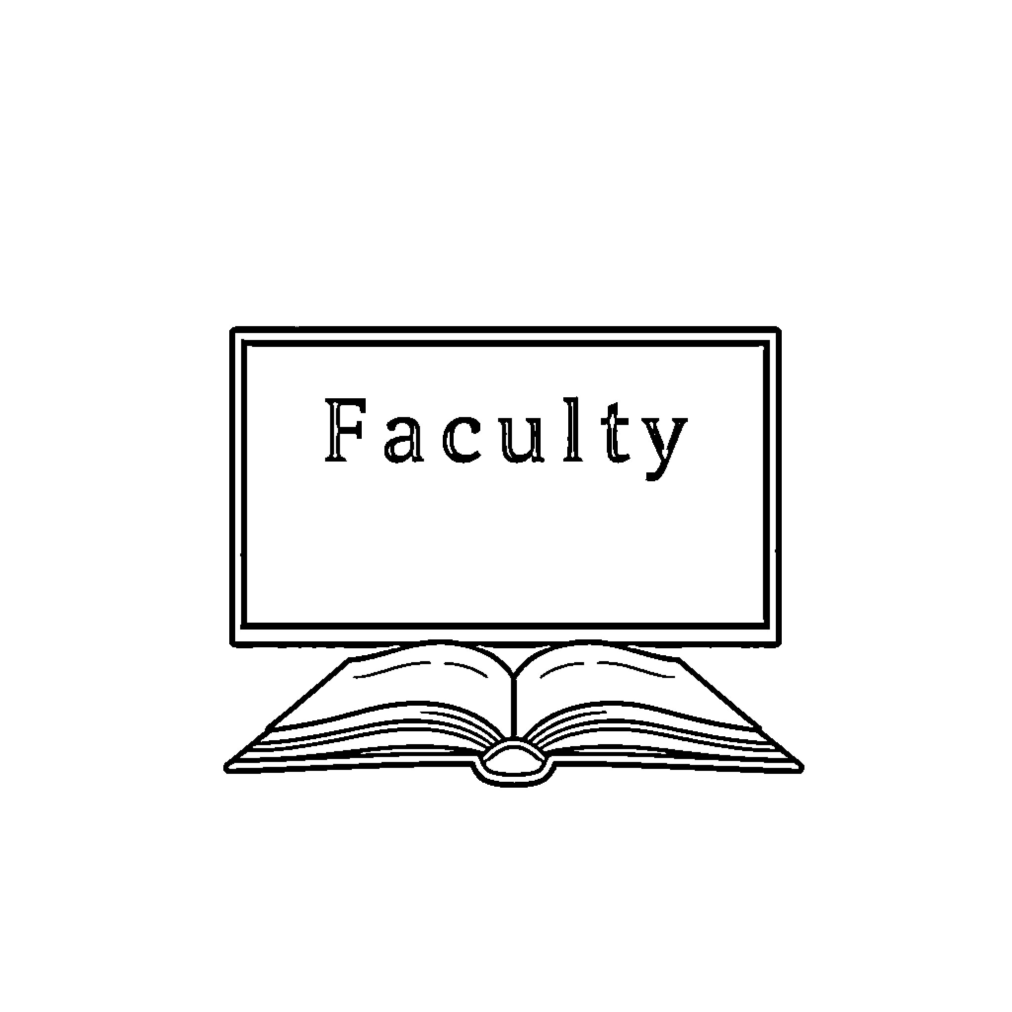 Logo of an open book with 'Faculty' text Coloring Page (free black-and-white line drawing printable PDF for all, from beginners to advanced learners, including children, teens, adults, and seniors)