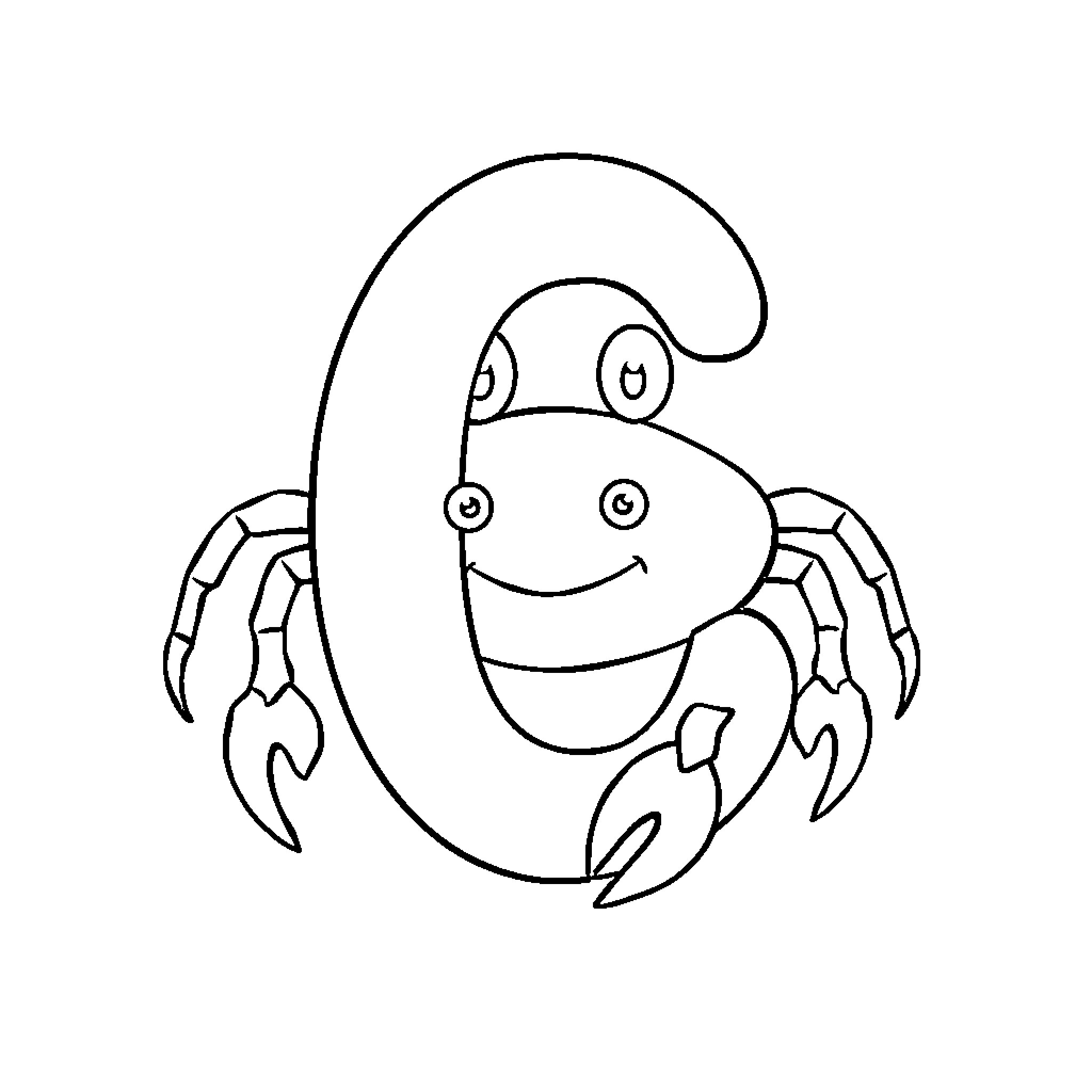 Carefree crab in cartoon style Coloring Page (free black-and-white line drawing printable PDF for all, from beginners to advanced learners, including children, teens, adults, and seniors)