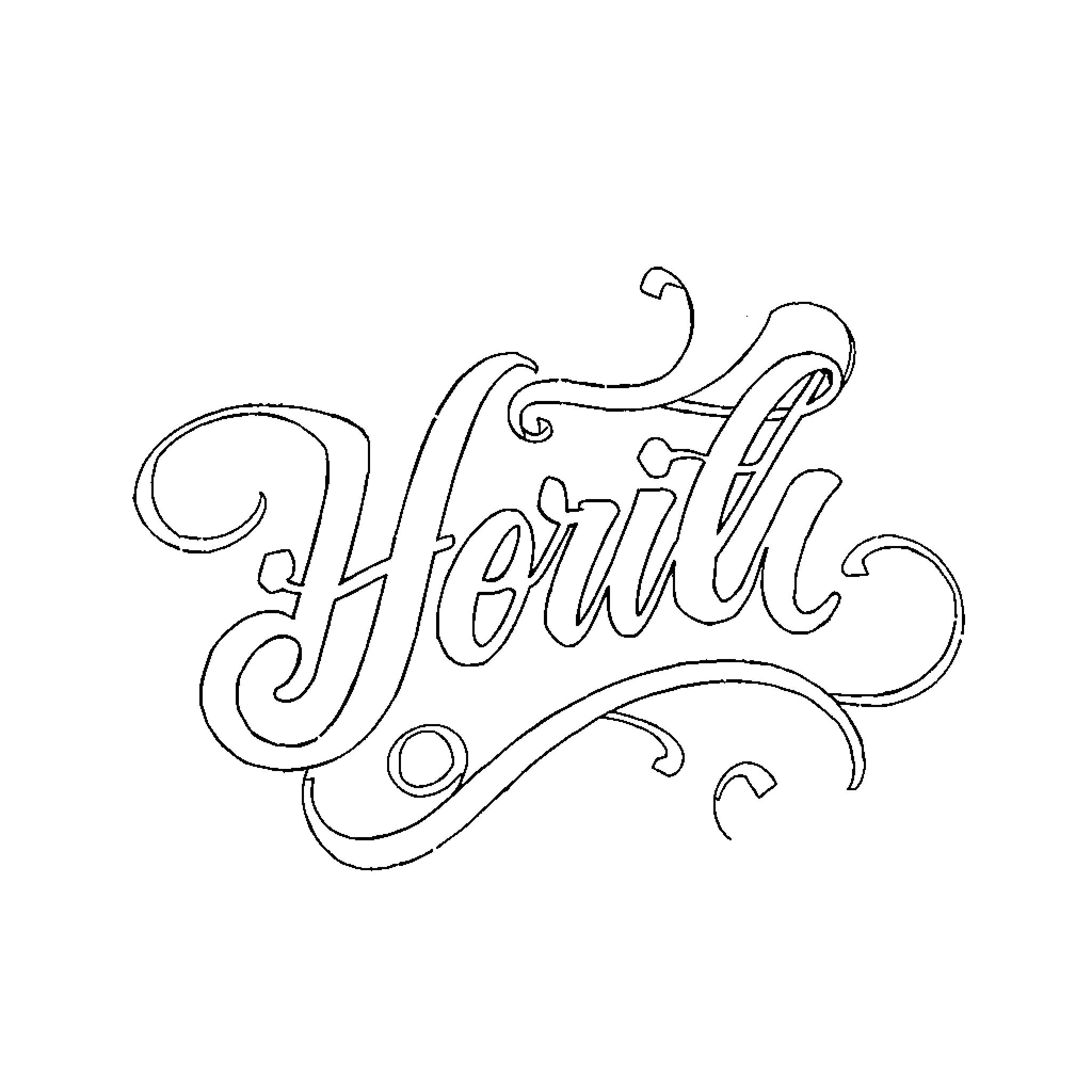 Calligraphy of the word 'Faith' Coloring Page (free black-and-white line drawing printable PDF for all, from beginners to advanced learners, including children, teens, adults, and seniors)