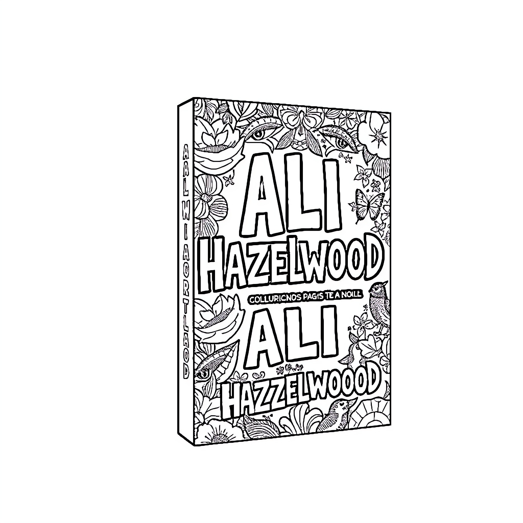 Ali Hazelwood's floral patterned book cover Coloring Page (free black-and-white line drawing printable PDF for all, from beginners to advanced learners, including children, teens, adults, and seniors)