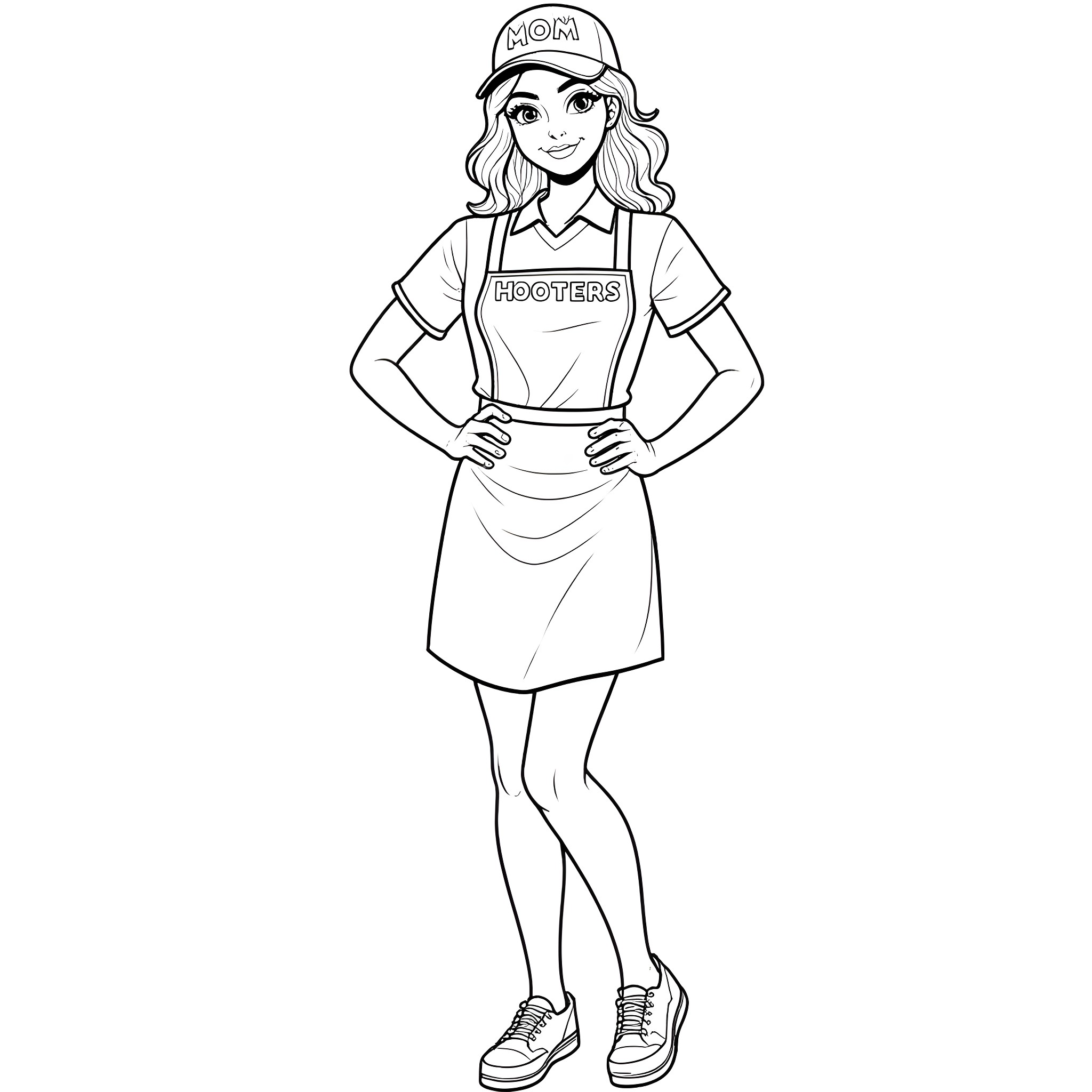 Mom working at a hardware store Coloring Page (free black-and-white line drawing printable PDF for all, from beginners to advanced learners, including children, teens, adults, and seniors)