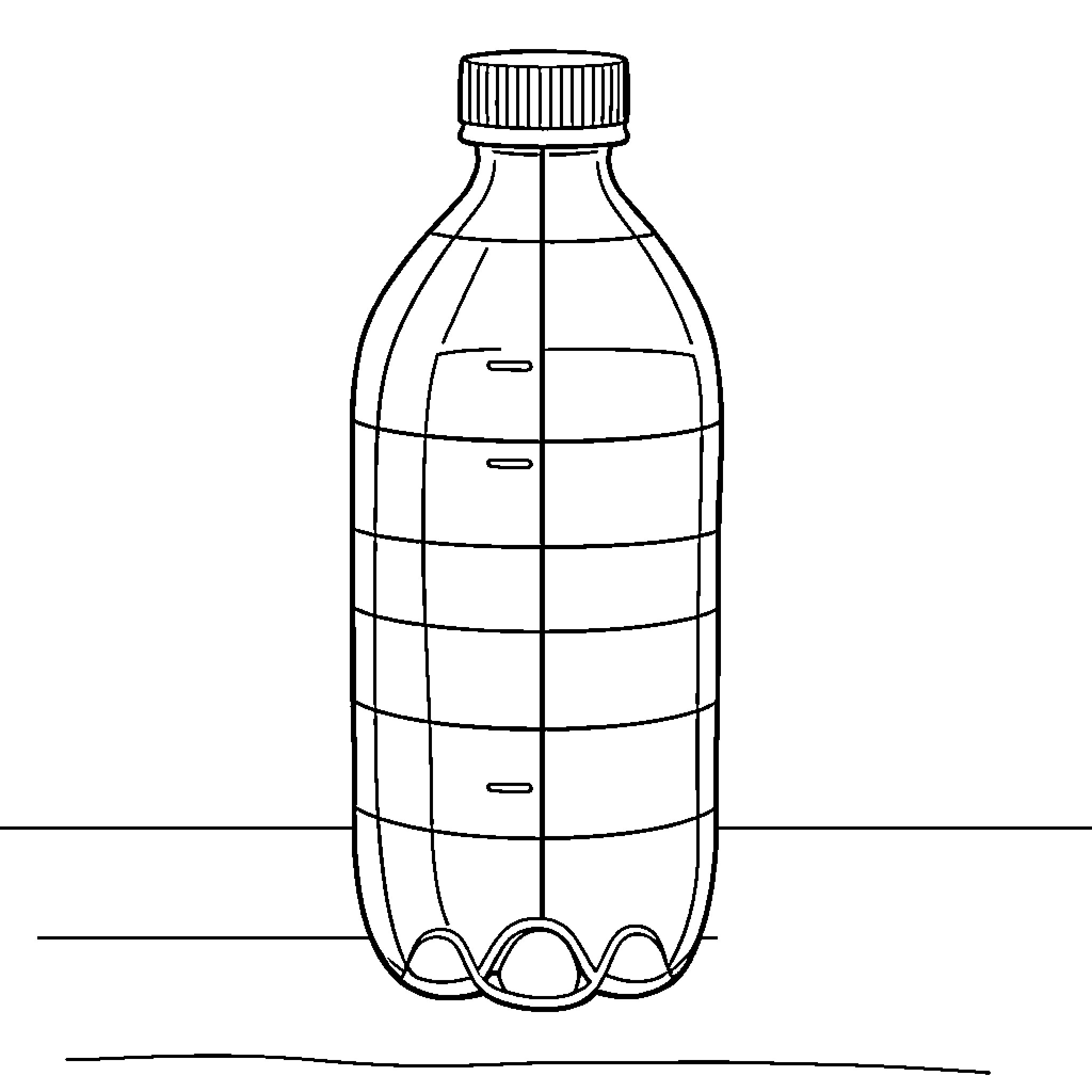 Water Bottle with Structured Design Coloring Page (free black-and-white line drawing printable PDF for all, from beginners to advanced learners, including children, teens, adults, and seniors)