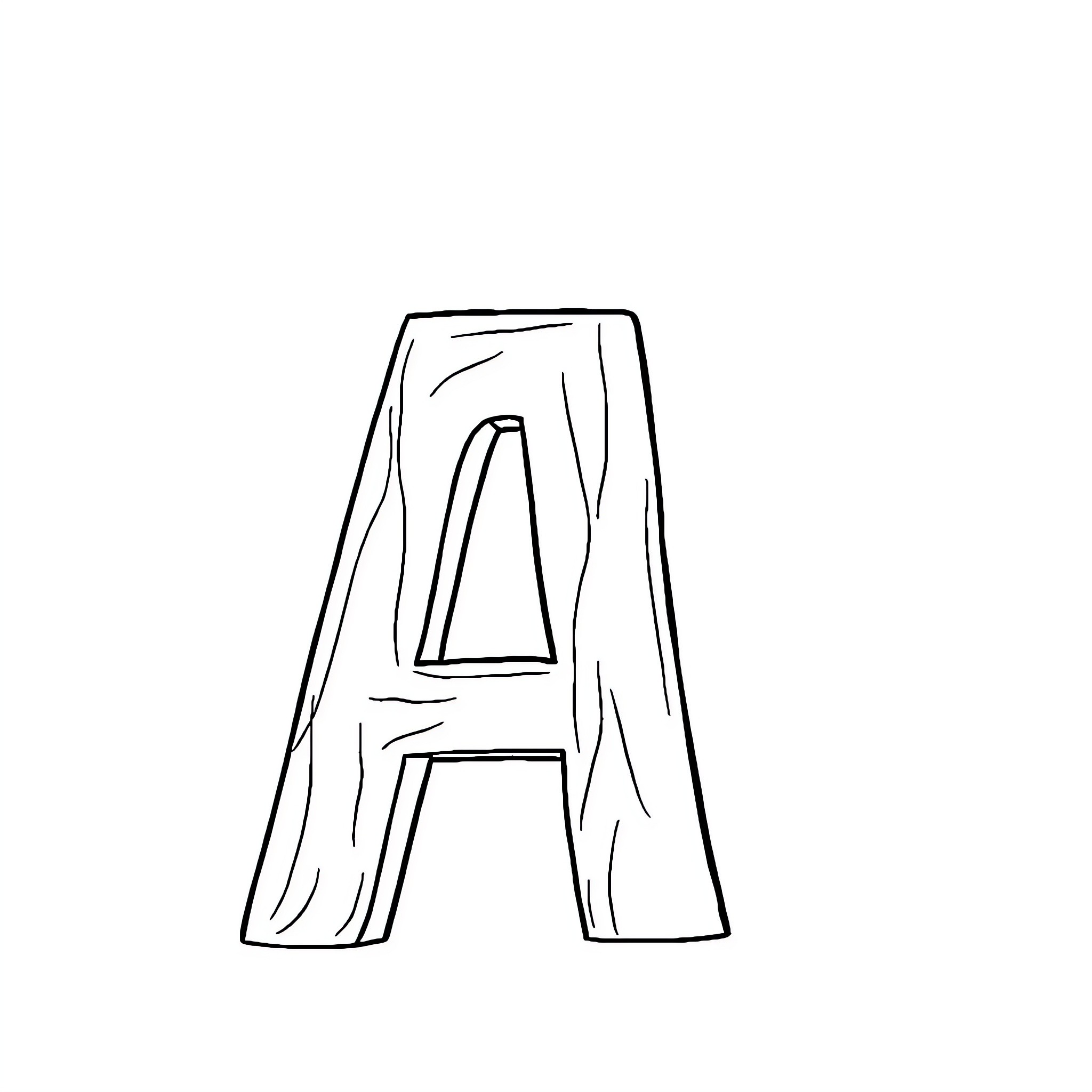 A Sketch of a Letter A Coloring Page (free black-and-white line drawing printable PDF for all, from beginners to advanced learners, including children, teens, adults, and seniors)