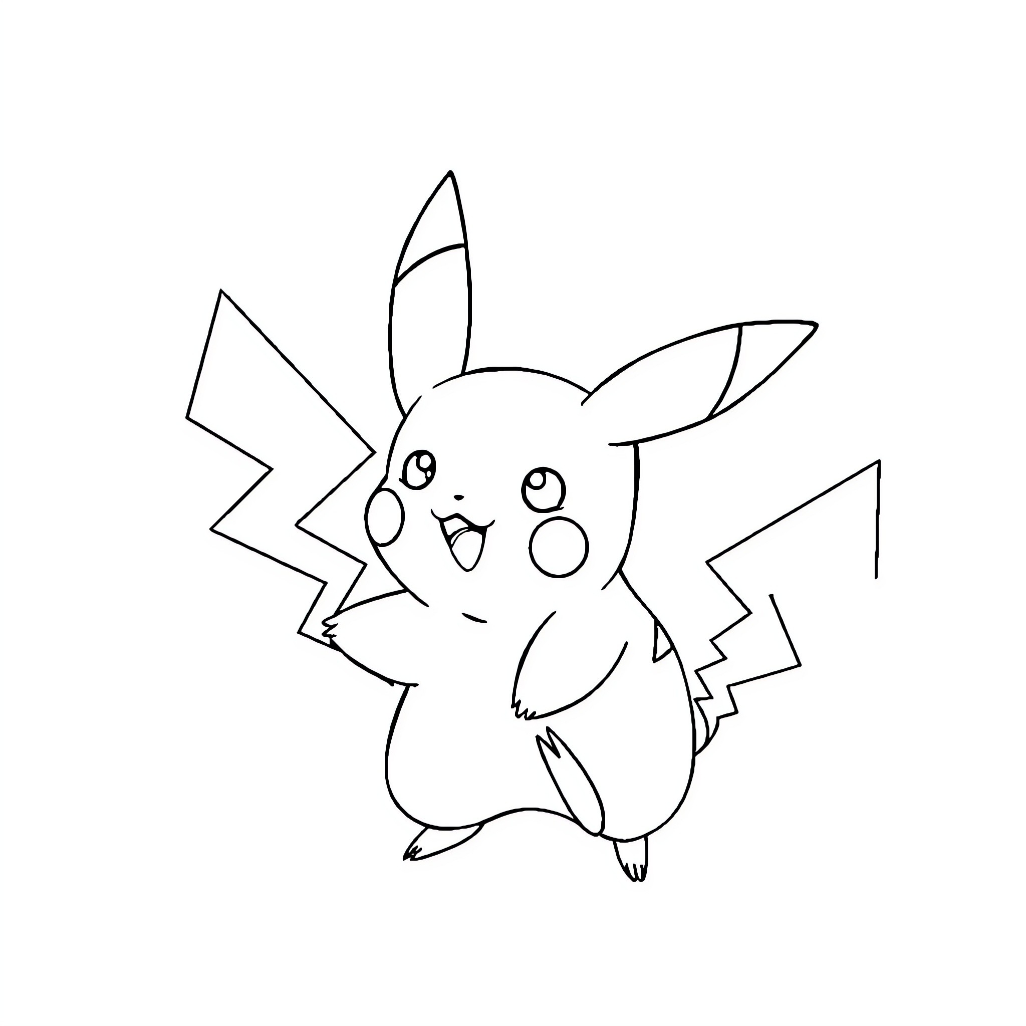 Pikachu enjoying a playful moment Coloring Page (free black-and-white line drawing printable PDF for all, from beginners to advanced learners, including children, teens, adults, and seniors)
