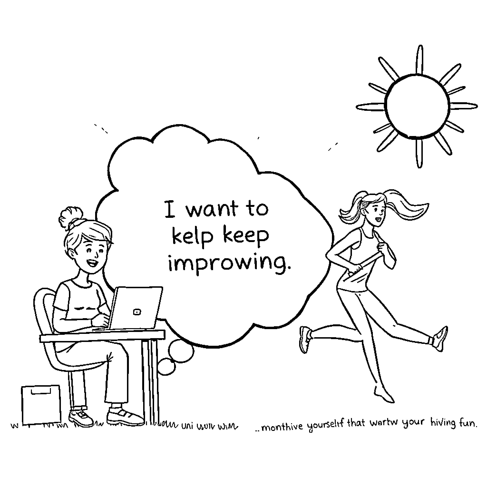 Tu aspira a superarte cada día Coloring Page (free black-and-white line drawing printable PDF for all, from beginners to advanced learners, including children, teens, adults, and seniors)