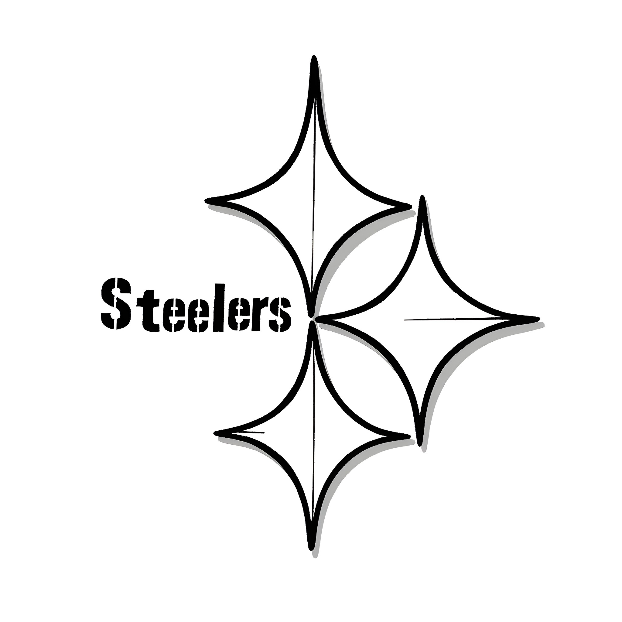 Ninja Star Steelers Logo Design Coloring Page (free black-and-white line drawing printable PDF for all, from beginners to advanced learners, including children, teens, adults, and seniors)