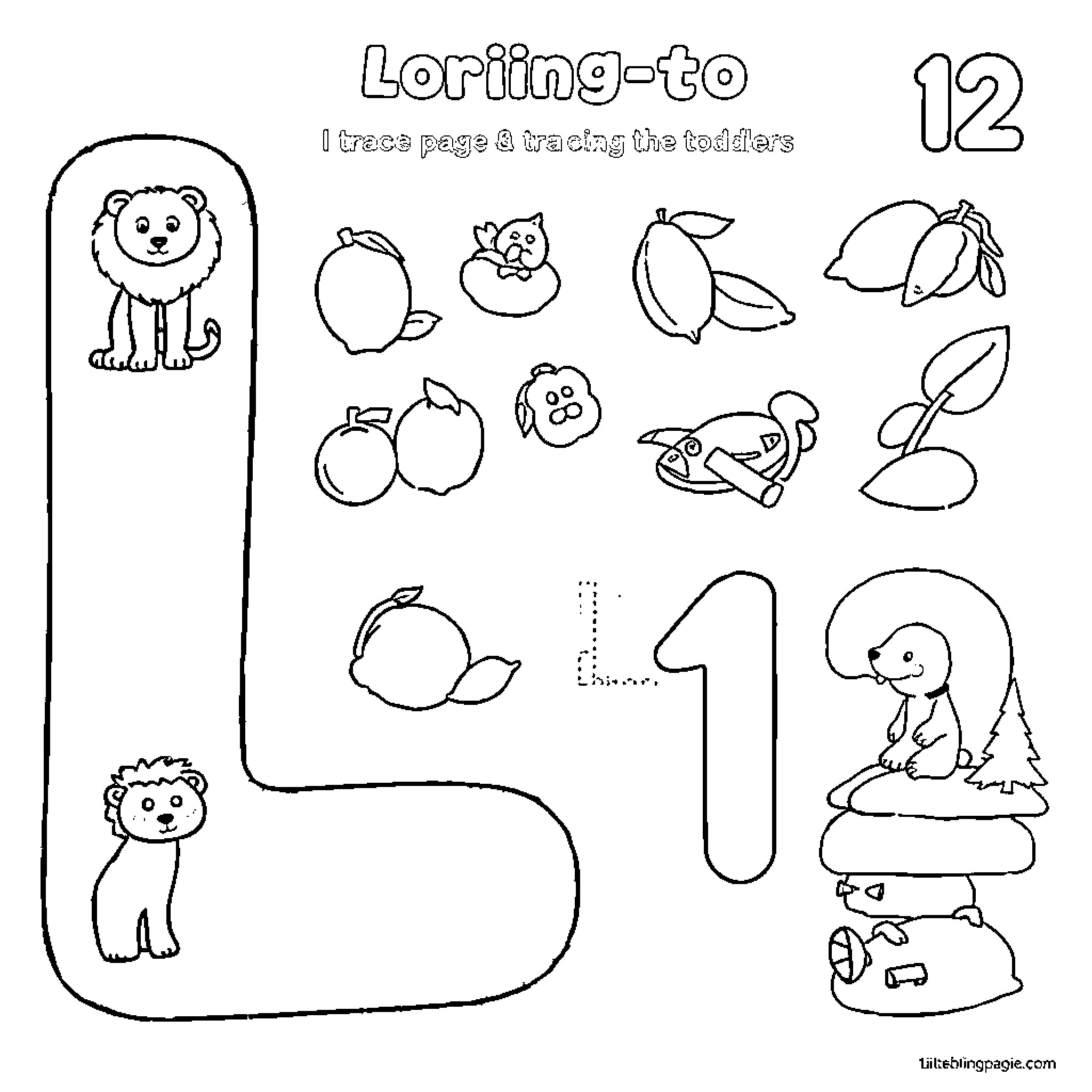 Loring-to: A tracing page & learning the toddlers Coloring Page (free black-and-white line drawing printable PDF for all, from beginners to advanced learners, including children, teens, adults, and seniors)