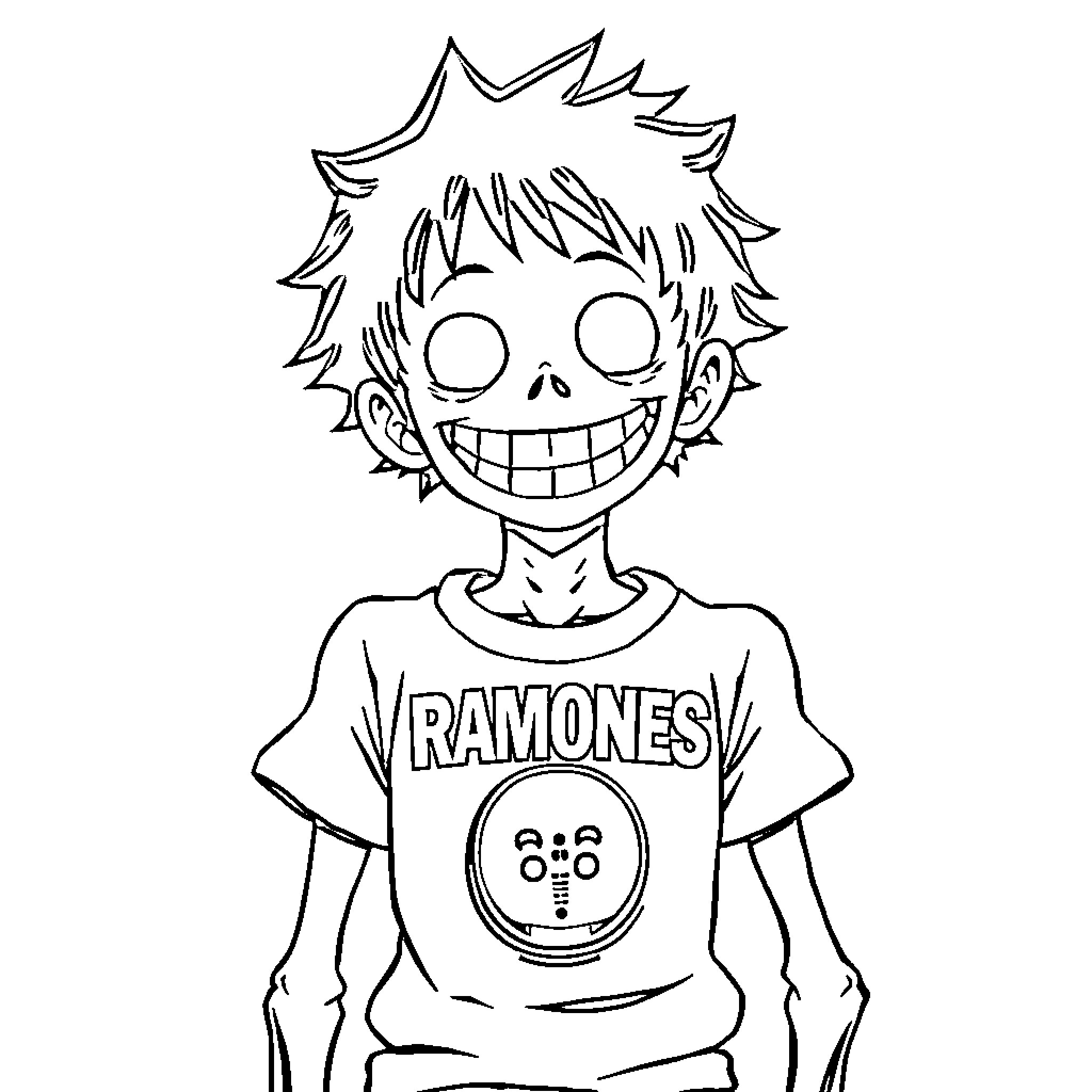 Brook's Punk Rock Enthusiasm Coloring Page (free black-and-white line drawing printable PDF for all, from beginners to advanced learners, including children, teens, adults, and seniors)