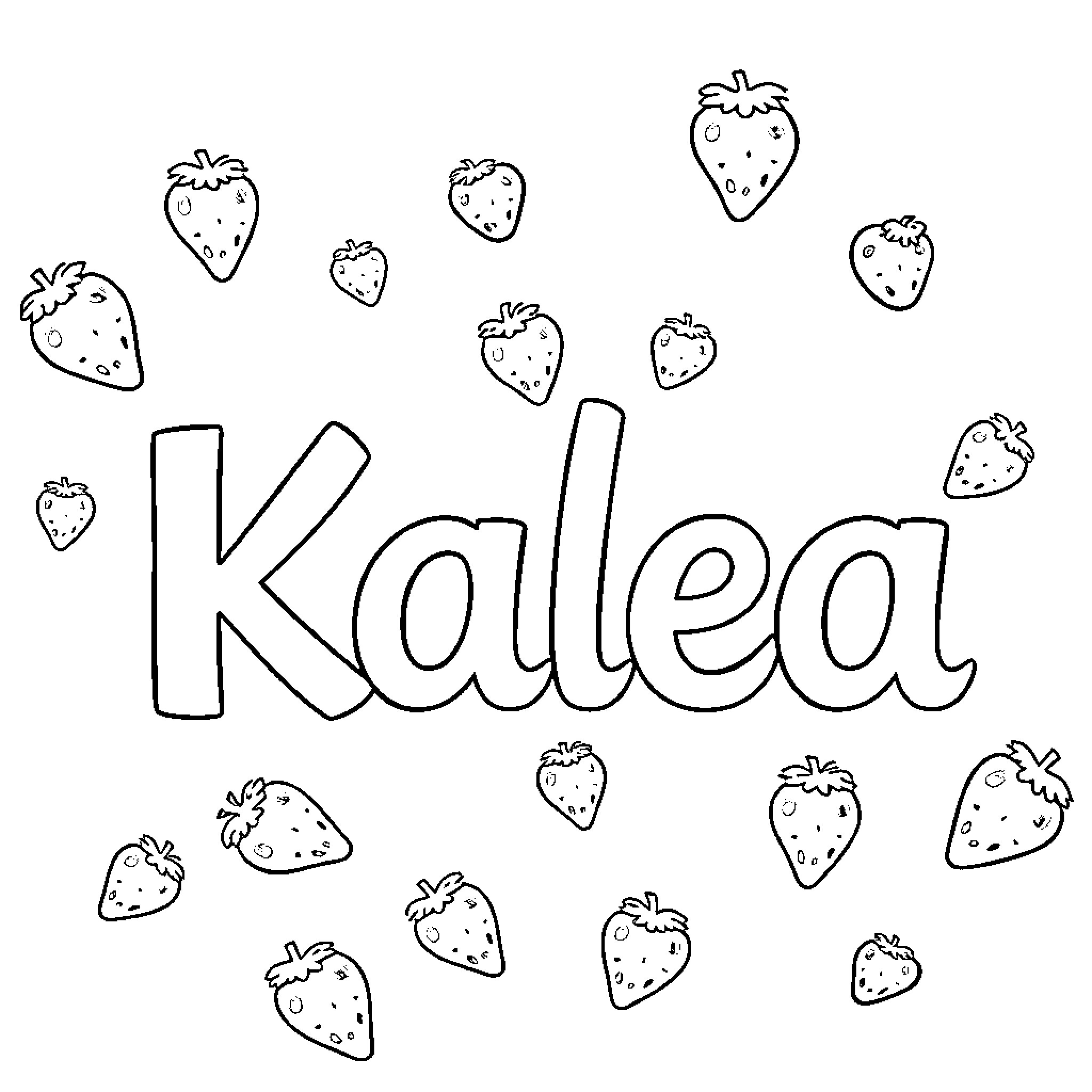 Kalea's Strawberry Delight Coloring Page (free black-and-white line drawing printable PDF for all, from beginners to advanced learners, including children, teens, adults, and seniors)