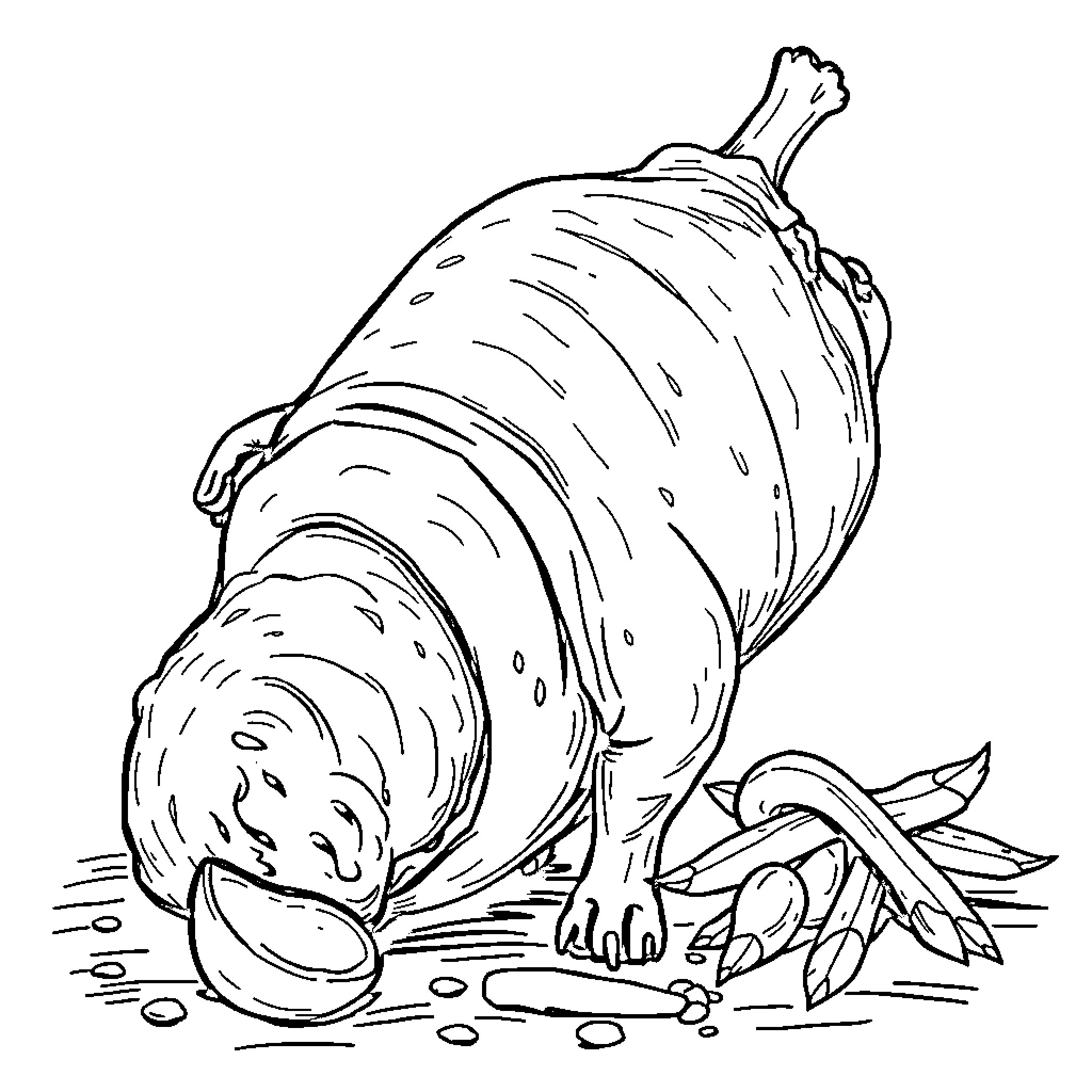 Cochon d'Inde exploring natural environment Coloring Page (free black-and-white line drawing printable PDF for all, from beginners to advanced learners, including children, teens, adults, and seniors)