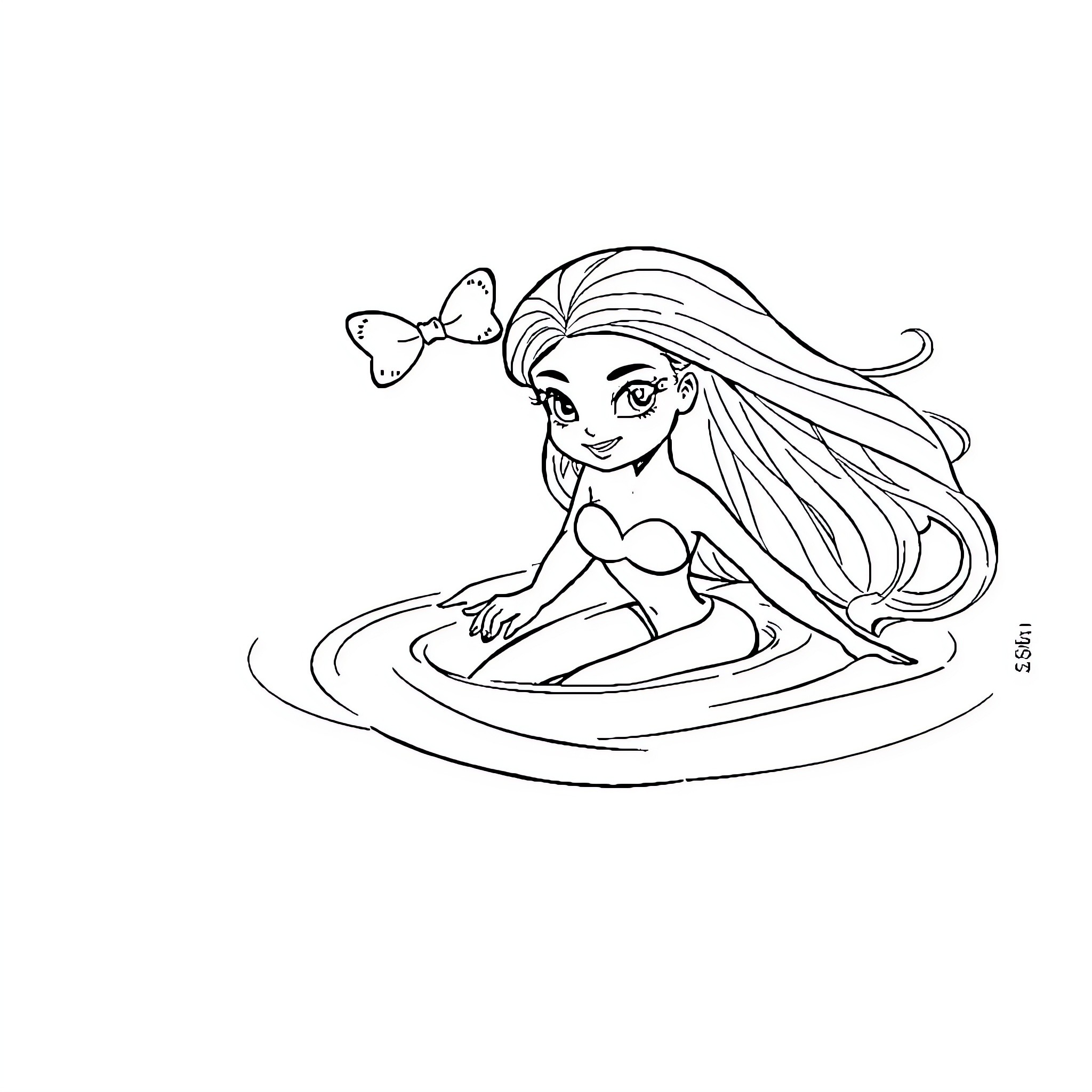 Ladybug in a magical water adventure Coloring Page (free black-and-white line drawing printable PDF for all, from beginners to advanced learners, including children, teens, adults, and seniors)