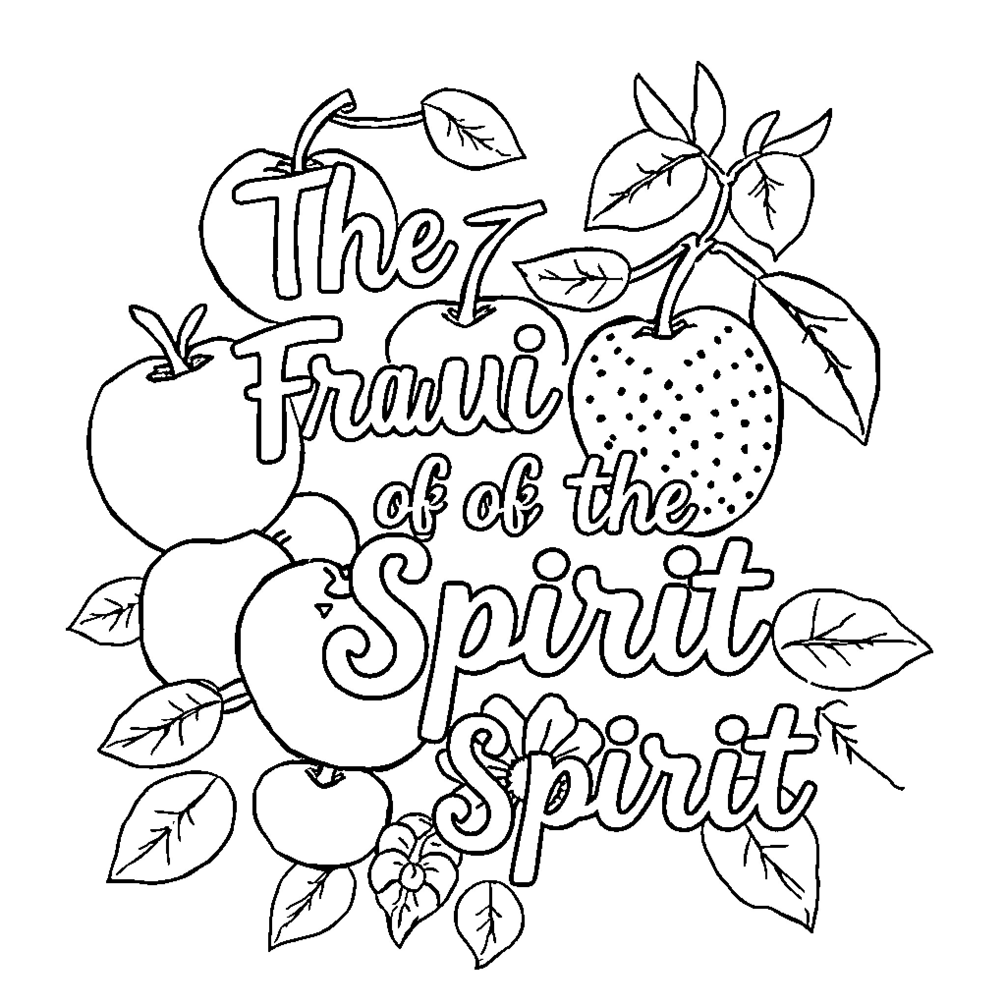 Fruit of the Spirit Coloring Page Coloring Page (free black-and-white line drawing printable PDF for all, from beginners to advanced learners, including children, teens, adults, and seniors)