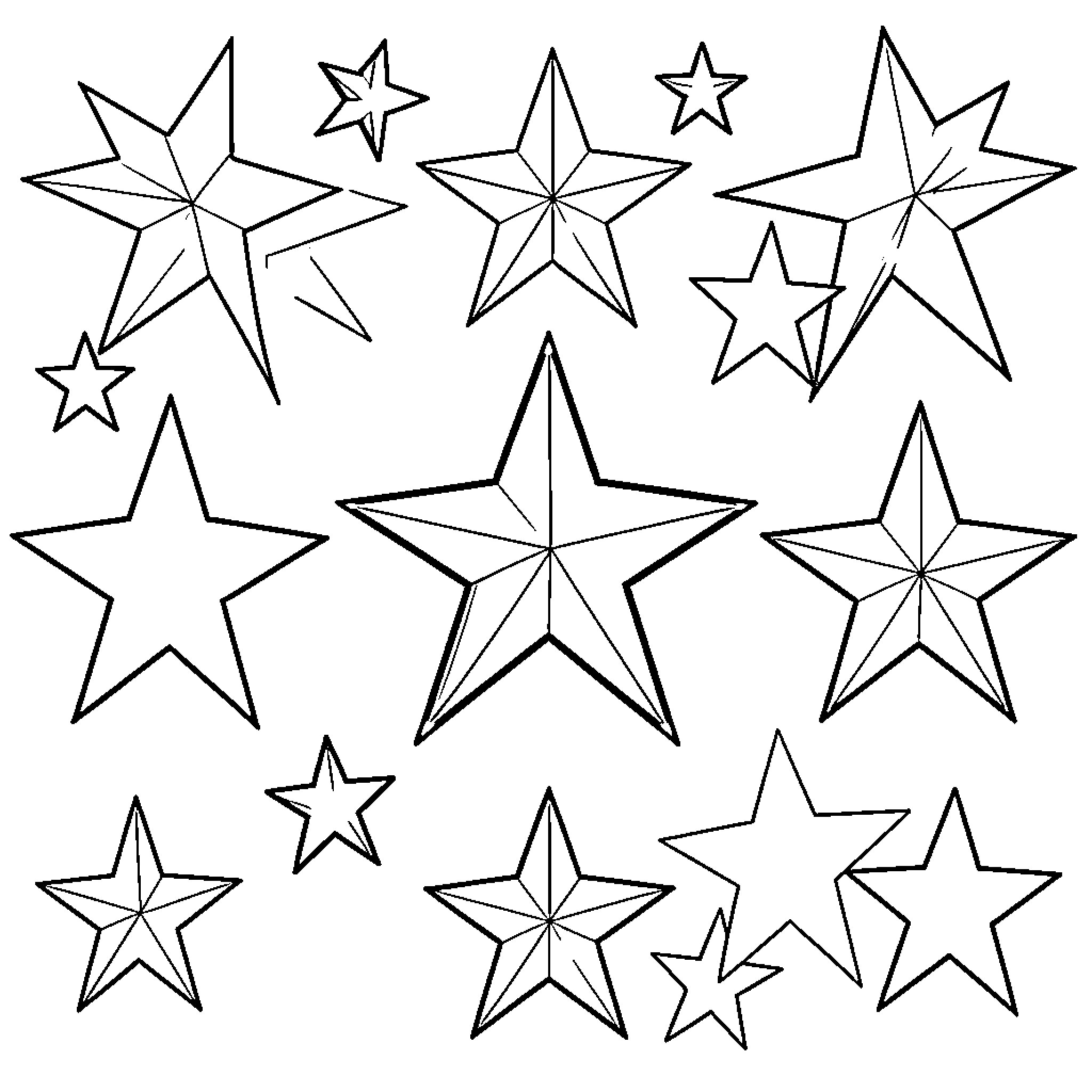 Star shapes scattered across the entire page Coloring Page (free black-and-white line drawing printable PDF for all, from beginners to advanced learners, including children, teens, adults, and seniors)