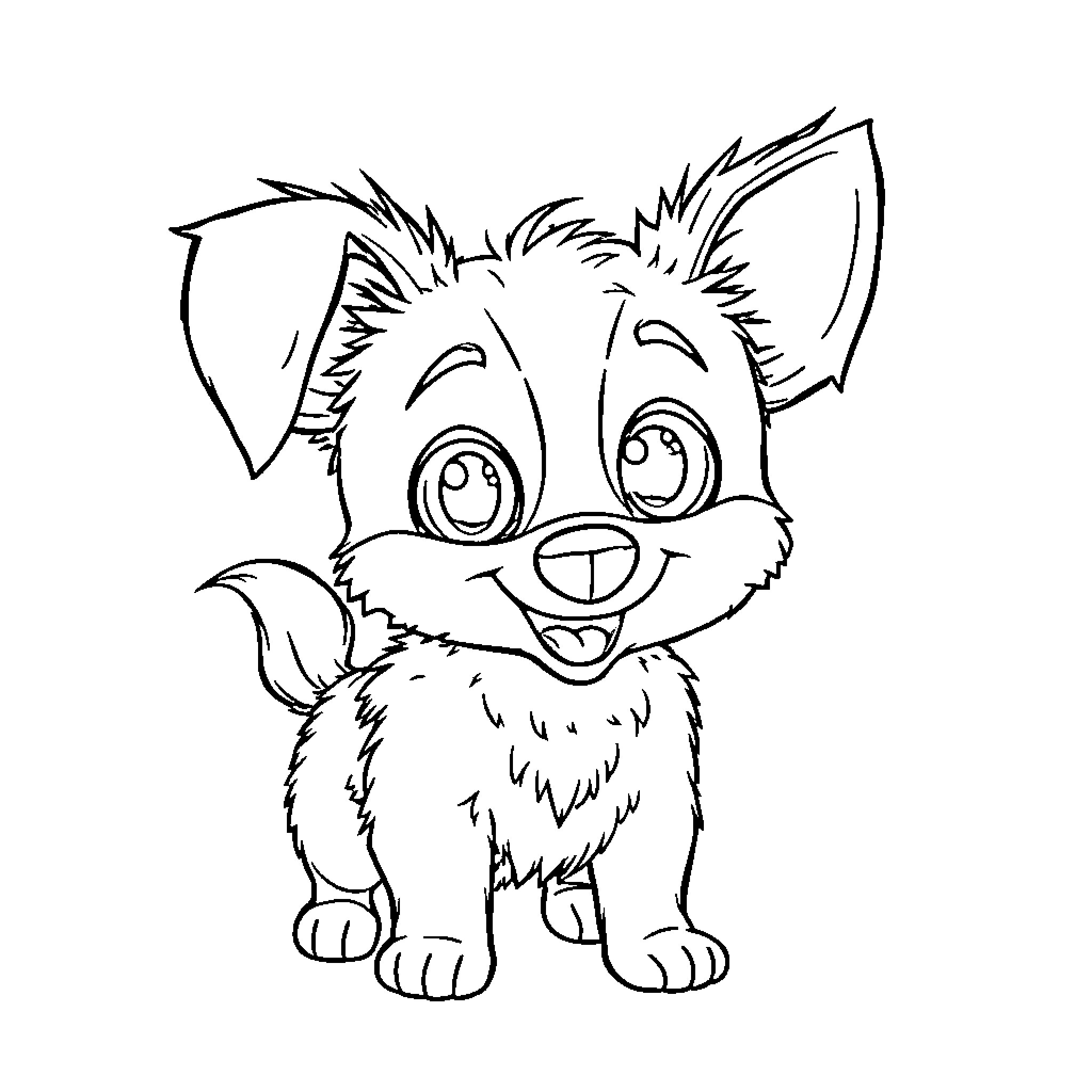 Perrito playing and having fun Coloring Page (free black-and-white line drawing printable PDF for all, from beginners to advanced learners, including children, teens, adults, and seniors)