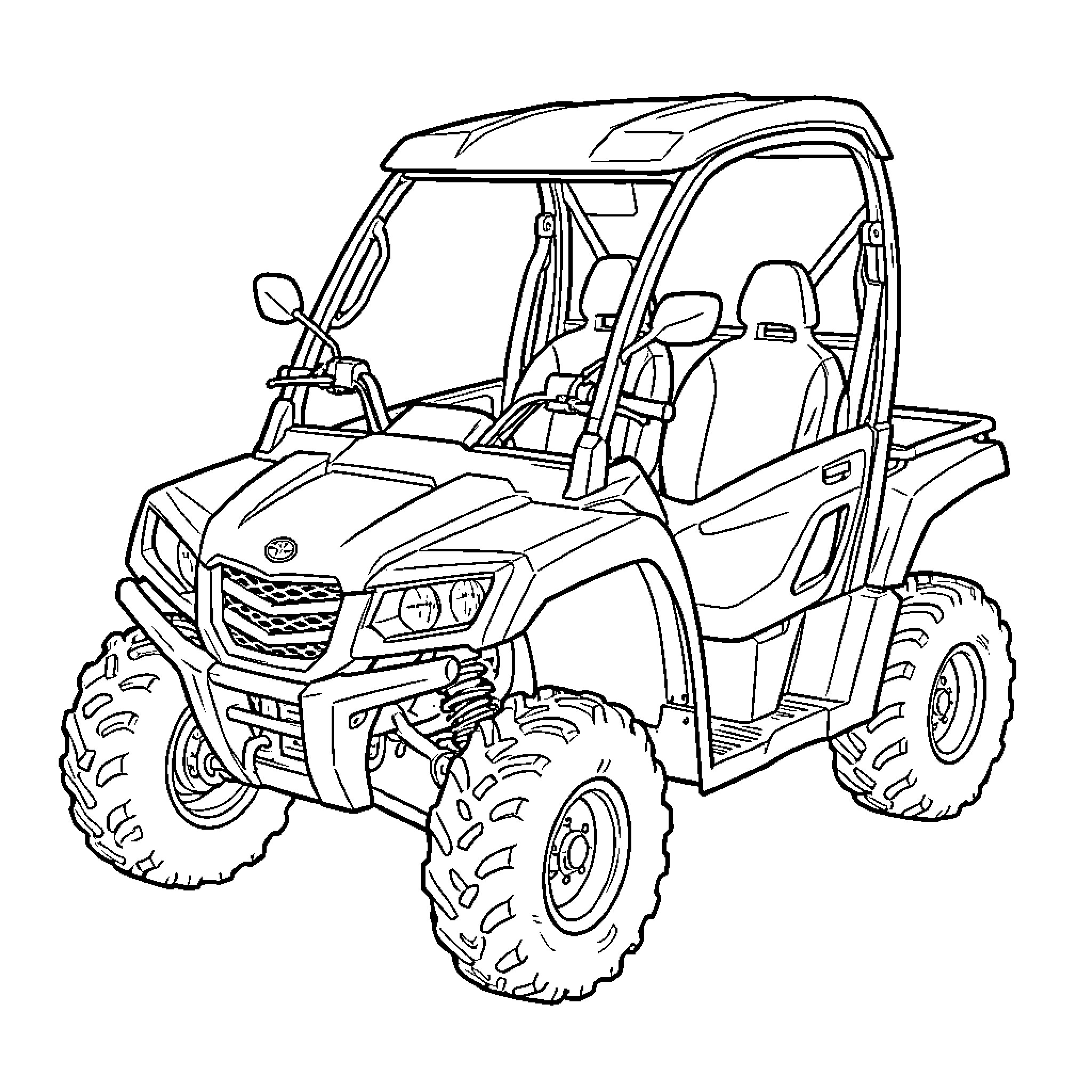 ATV in rugged outdoor adventure Coloring Page (free black-and-white line drawing printable PDF for all, from beginners to advanced learners, including children, teens, adults, and seniors)